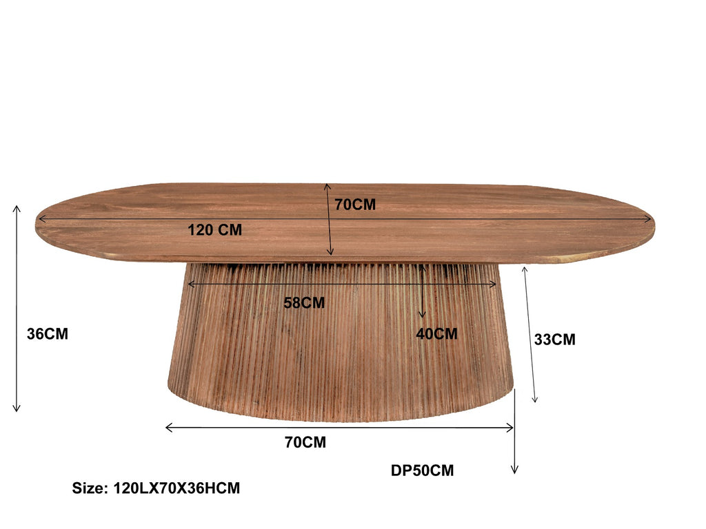 Ovale Mango Salontafel Salvator 120 cm