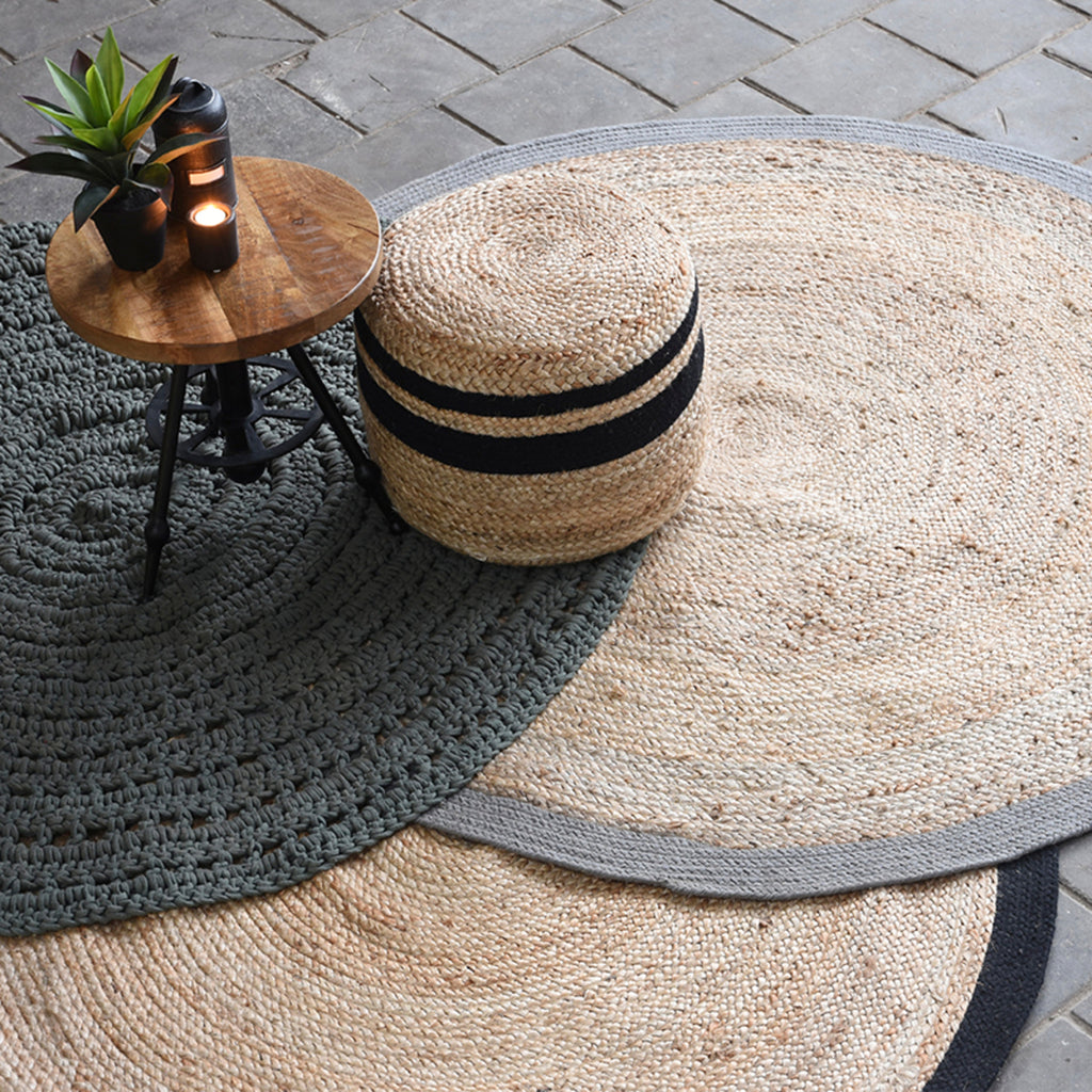 LABEL51 Vloerkleden Jute - Zwart - Jute - 90x90 cm