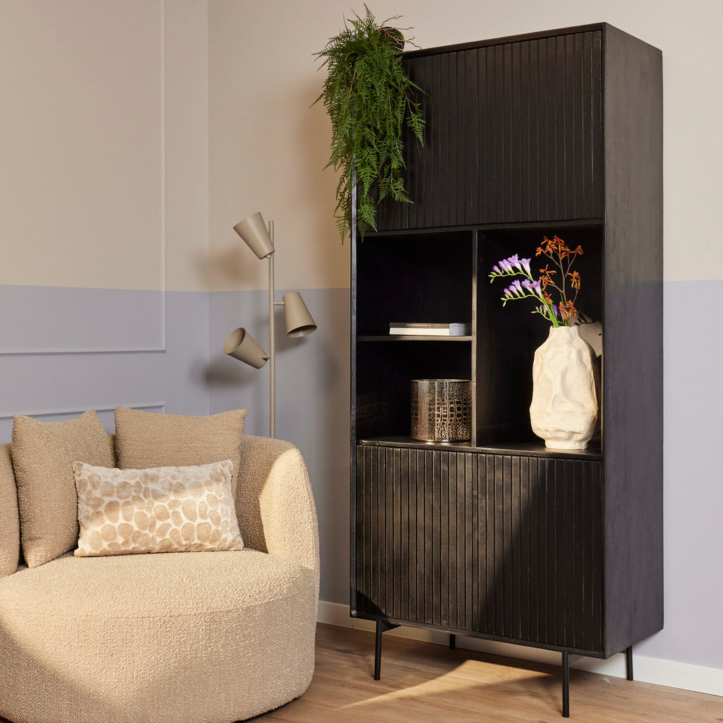 Vakkenkast Madison van Starfurn in zwart mangohout, 90 cm