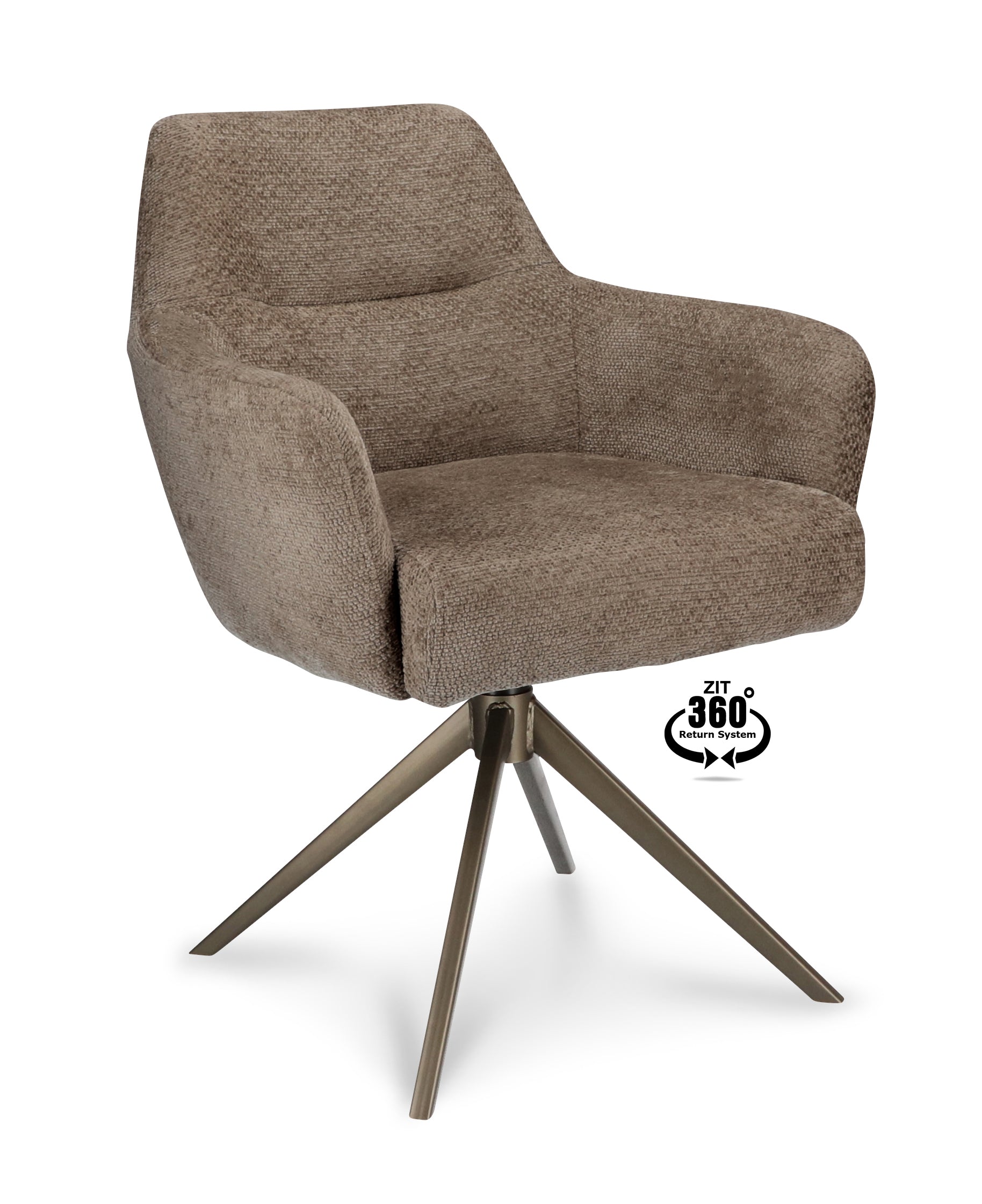 Armstoel Bowie 360 Stof Movie Taupe Leg Bronze 360° Return-system