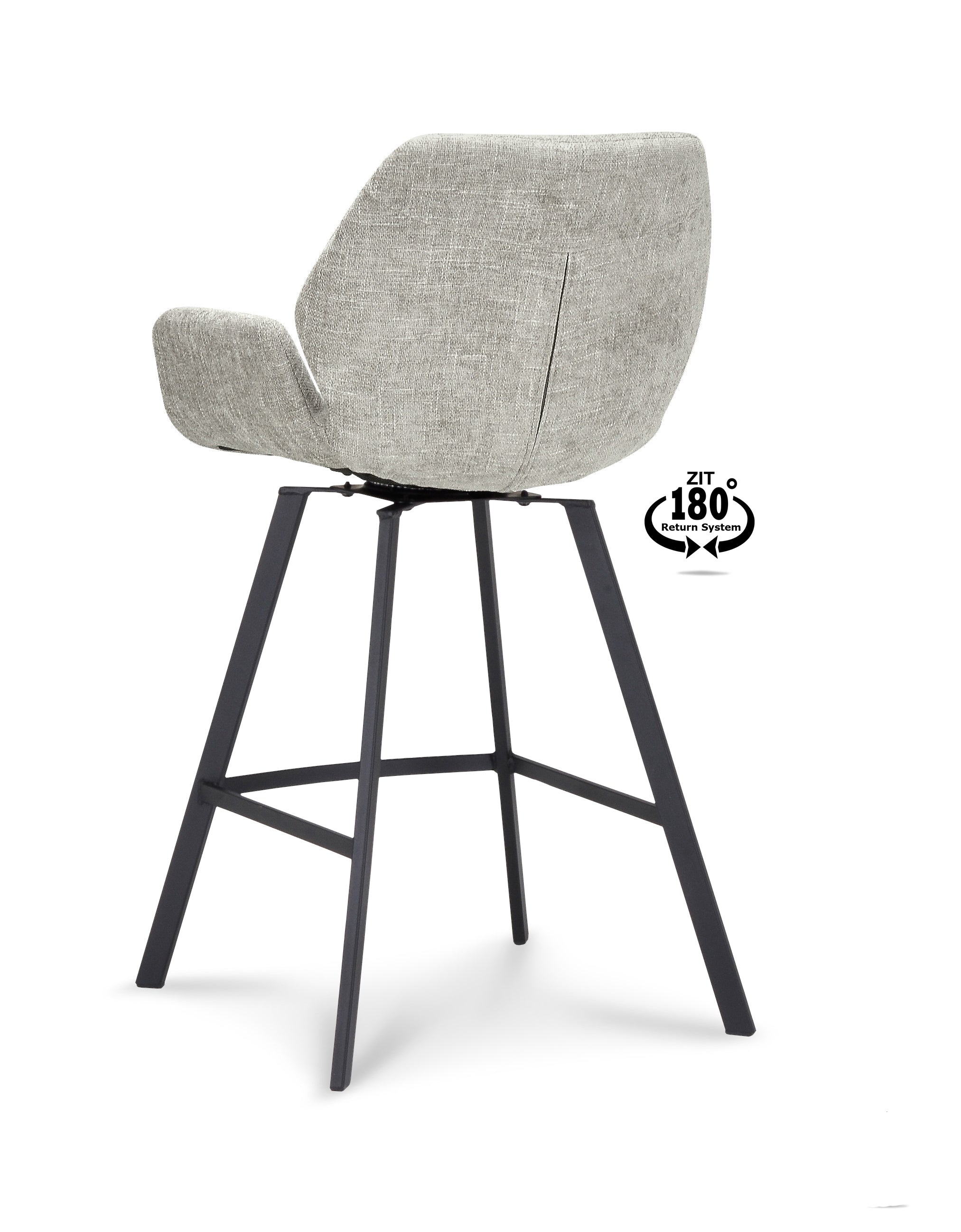 Barkruk met armleuning Luton - ZH 65 Stof Miami Taupe Poot Black 180° Return-system