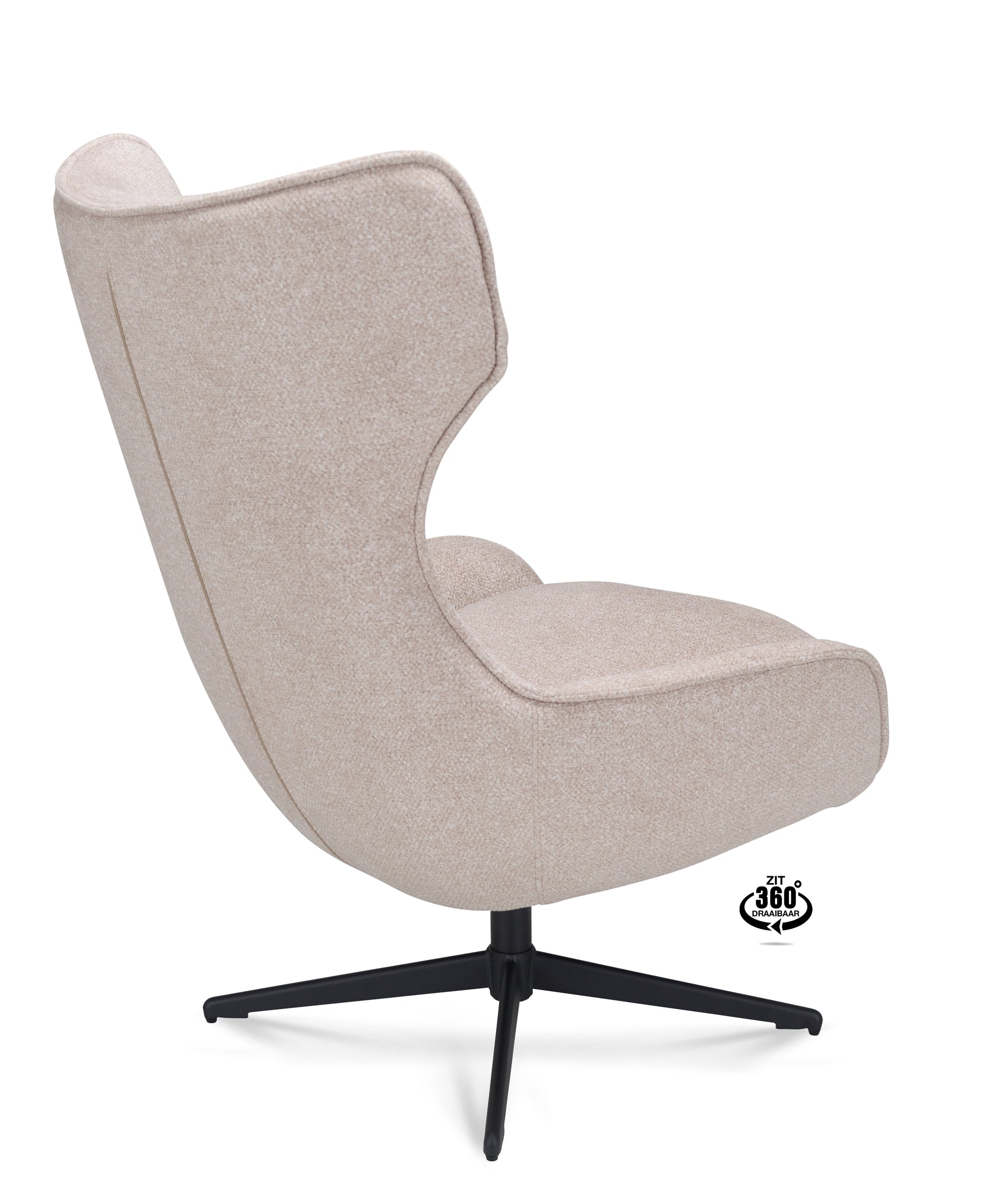 Fauteuil Ontario Stof Leo 26 Sand Poot Zwart 360° Draaibaar