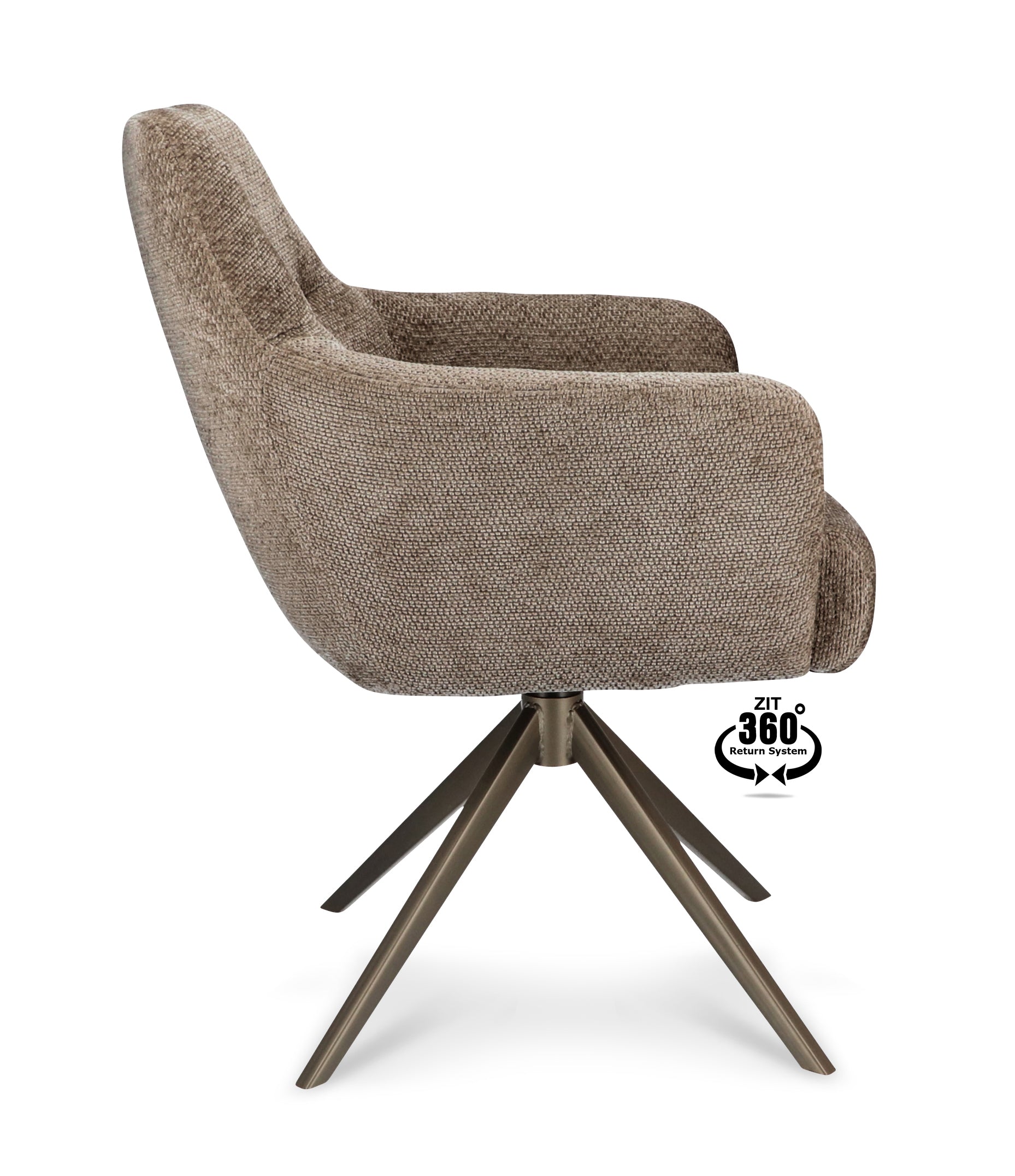 Armstoel Bowie 360 Stof Movie Taupe Leg Bronze 360° Return-system