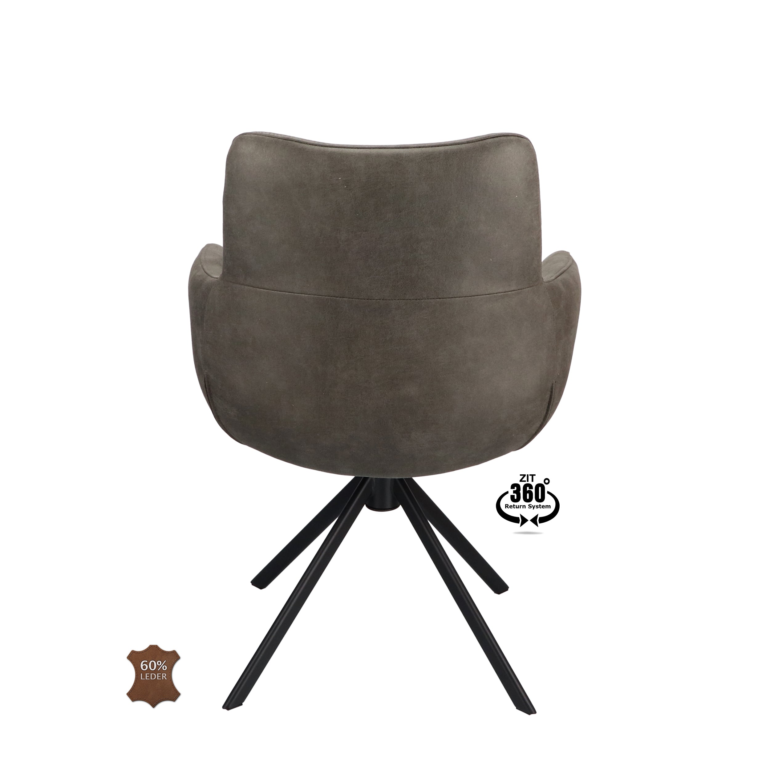 Armstoel Soho Microleder Bull Graphite Leg Black 360° Return-system