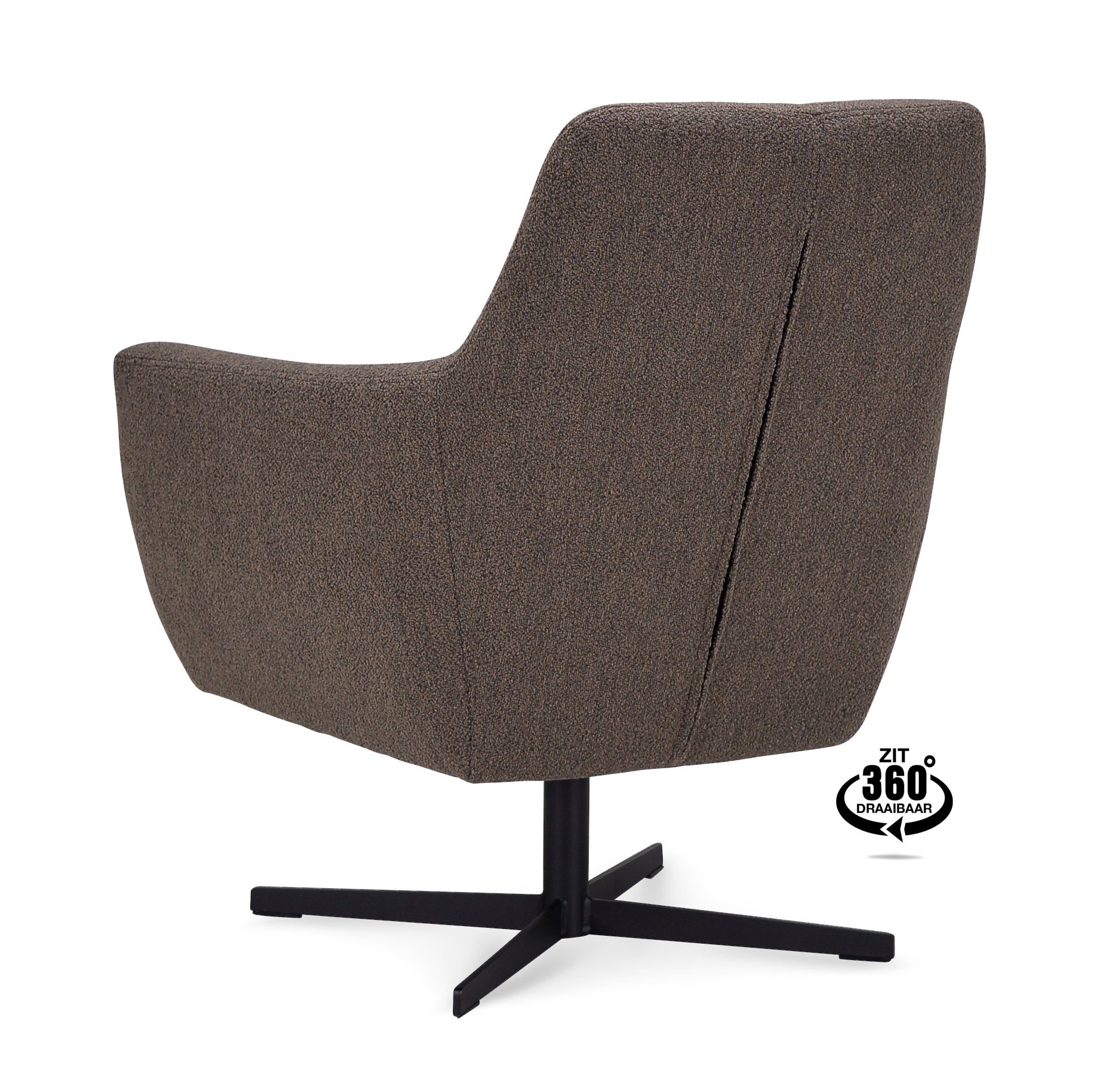 Fauteuil Harbour Stof Alpine Bruin Poot Zwart 360° Draaibaar