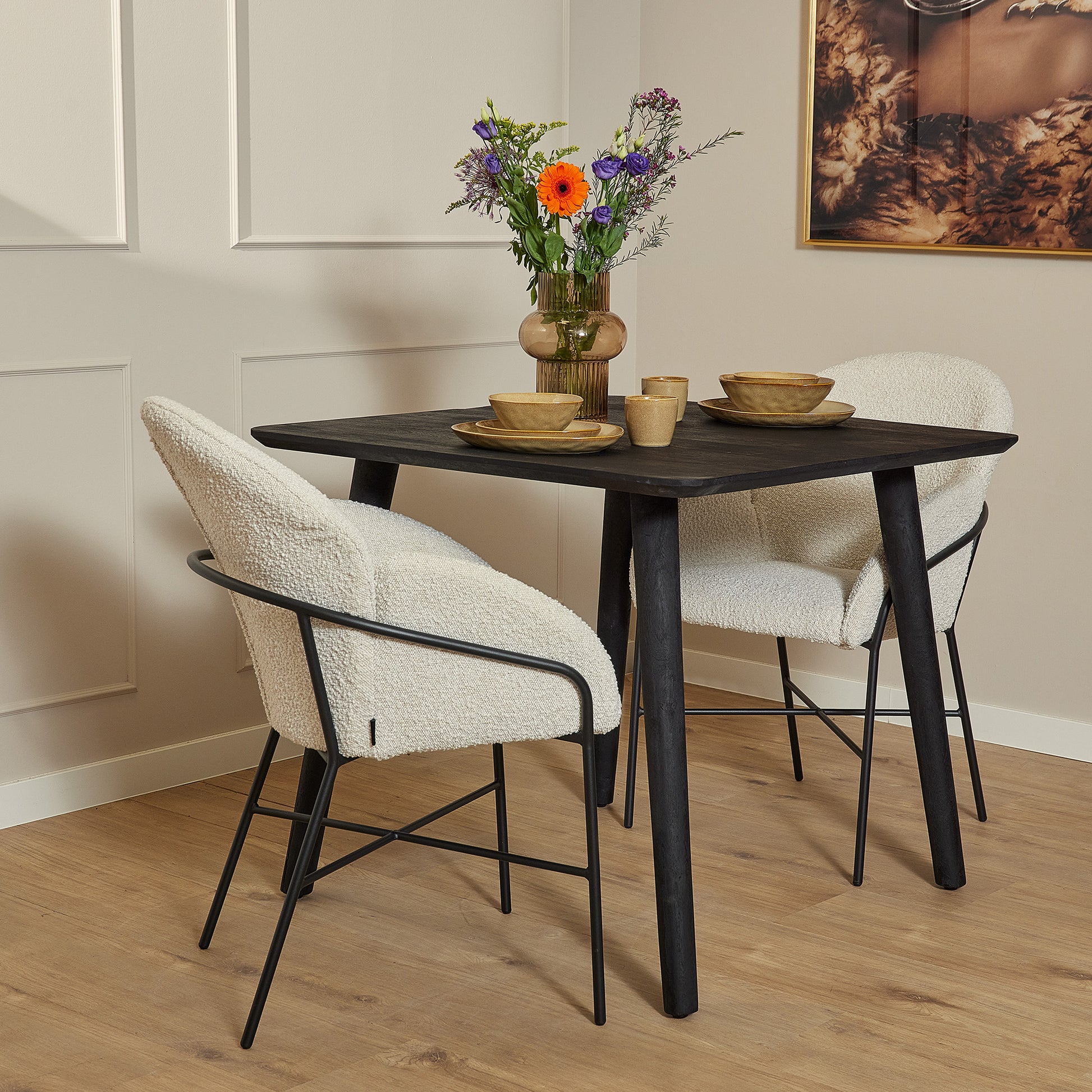 Vierkante eettafel Omaha Zwart Mangohout 90 cm