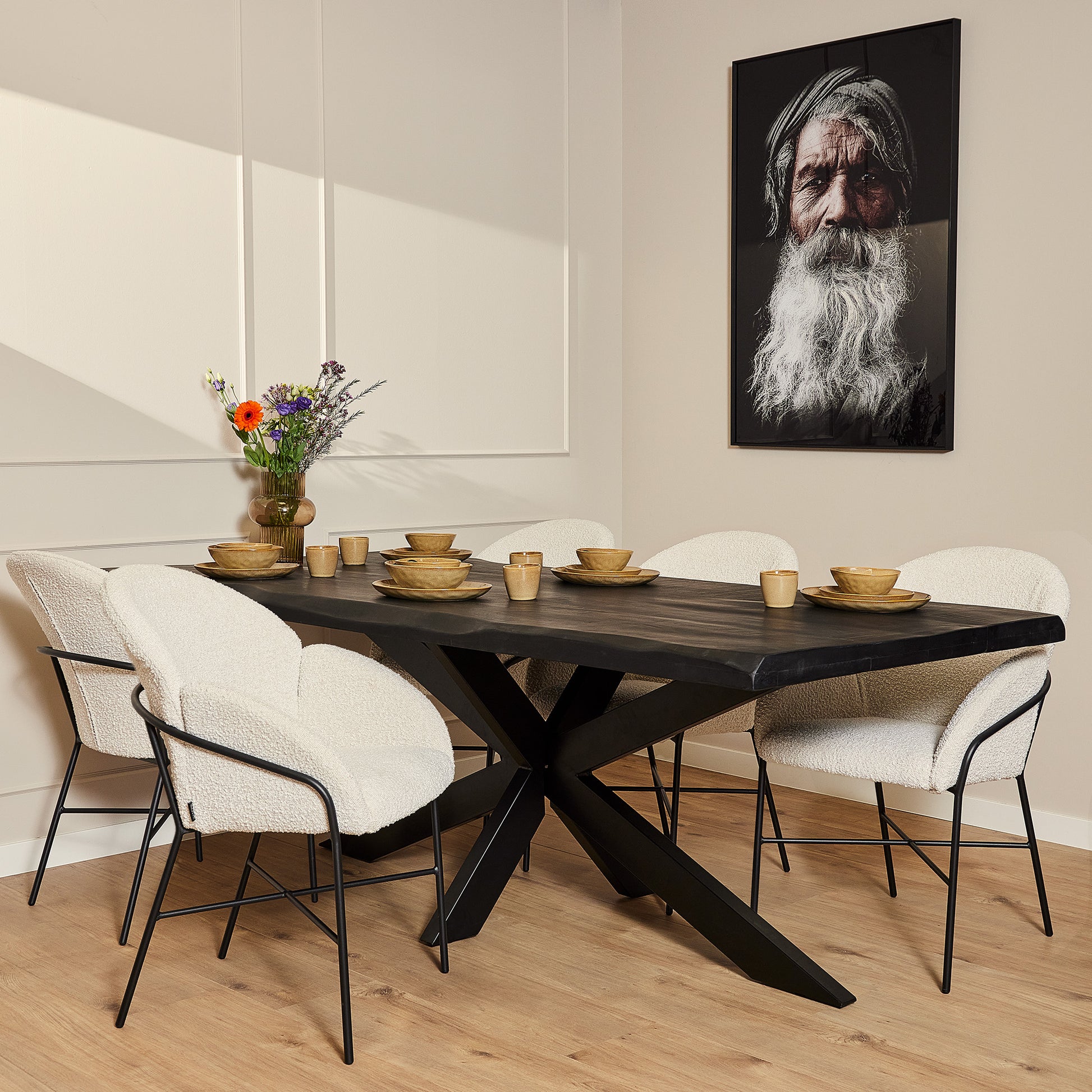 Boomstamtafel Boston Zwart Mangohout 240 cm