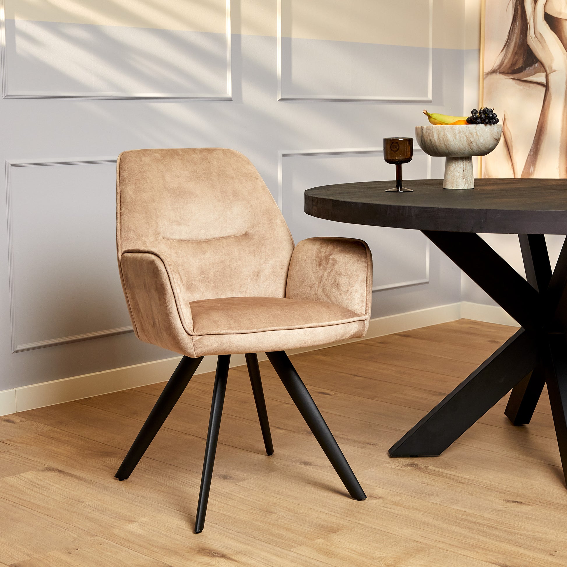 Eetkamerstoel Nova Beige  Velvet
