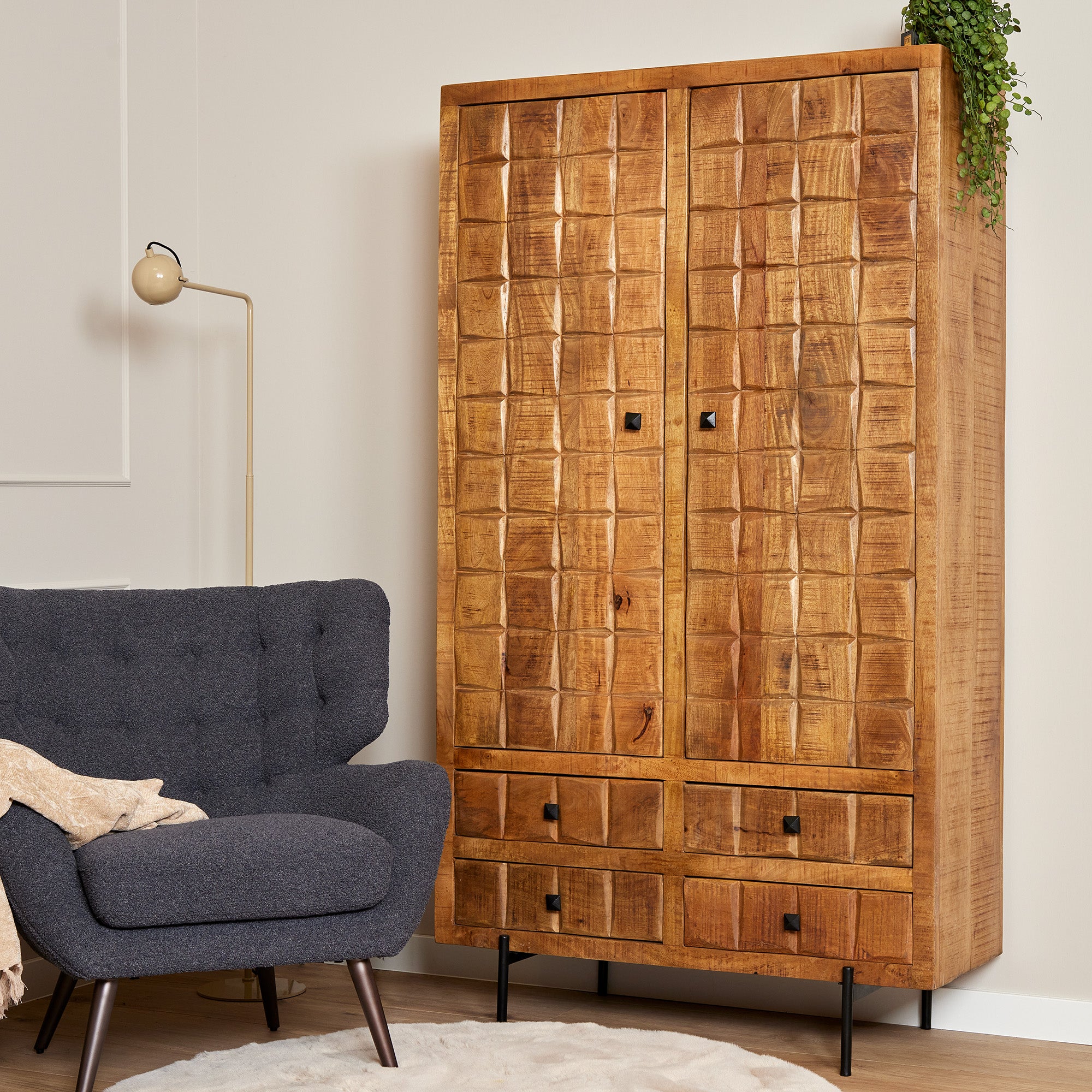 Kabinet Brandy Naturel Mangohout 100 cm