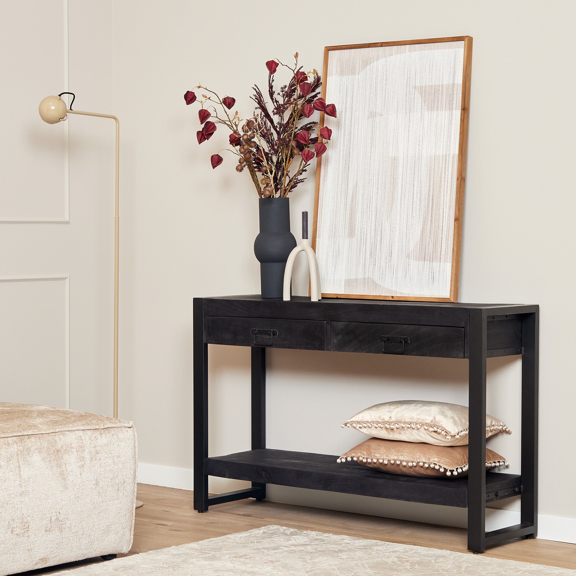 Sidetable Boaz Zwart Mangohout 120 cm