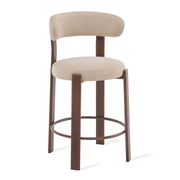 Barkruk Rose - Beige - barkruk in chenille, vooraanzicht