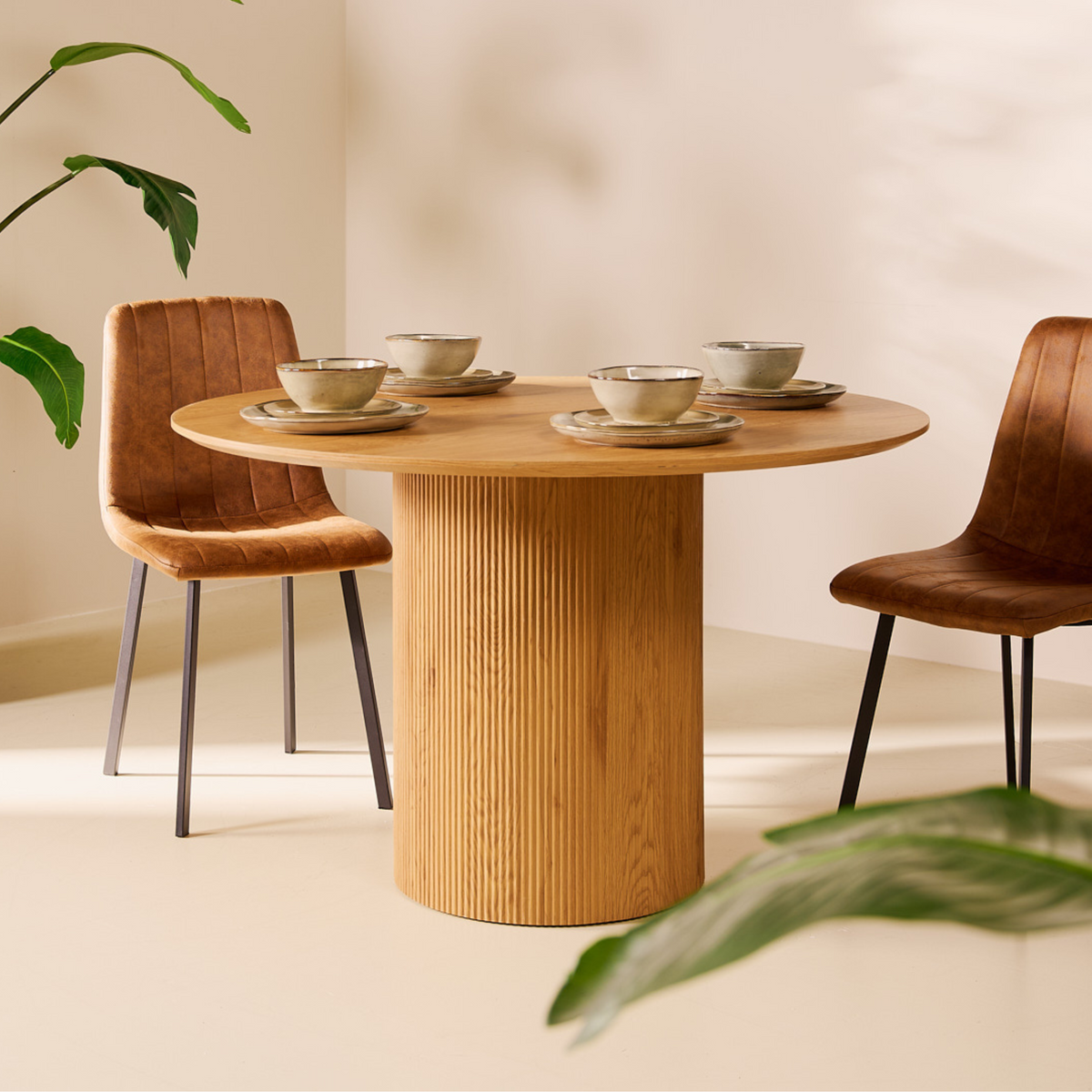 Eetkamerstoel Minsk - Microleder Cognac – foto 4