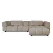 Hoekbank Sofia - Beige rechts - hoekbank in chenille, vooraanzicht