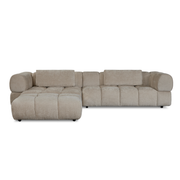 Hoekbank Sofia - Beige links - hoekbank in chenille, vooraanzicht