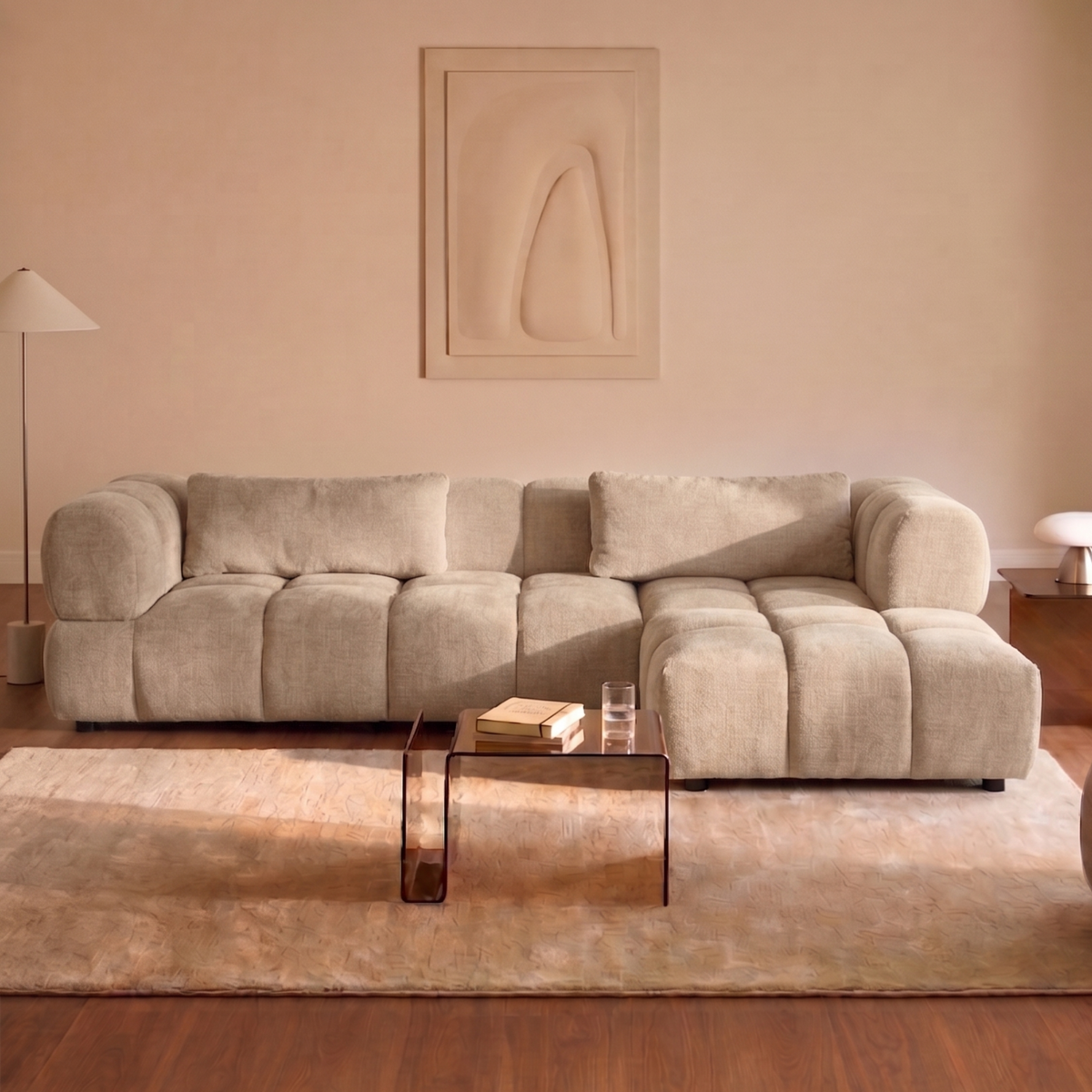 Hoekbank Sofia - Beige rechts