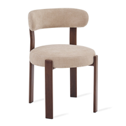 Eetkamerstoel Rose - Beige - eetkamerstoel in chenille, vooraanzicht
