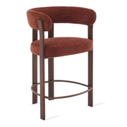 Barkruk Rose - Burgundy met armleuning - barkruk in chenille, vooraanzicht