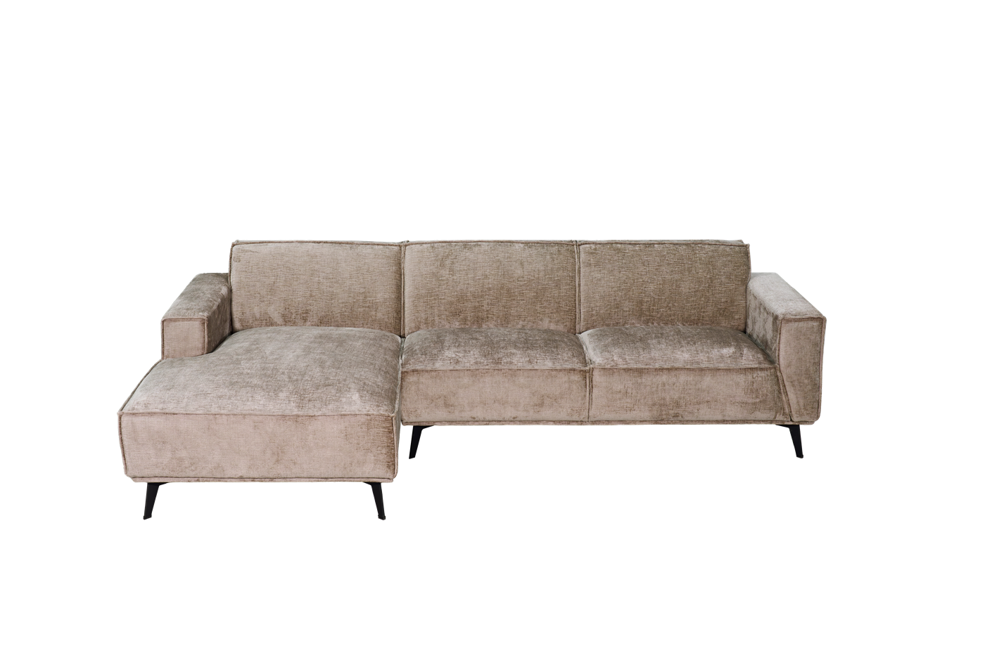 Leeds Hoekbank 2,5-AR + Chaise L Touch 04 Taupe 2,5-zits, chaise longue links – Taupe – ca. 280 × 88/156 × 81 cm | Tower Living