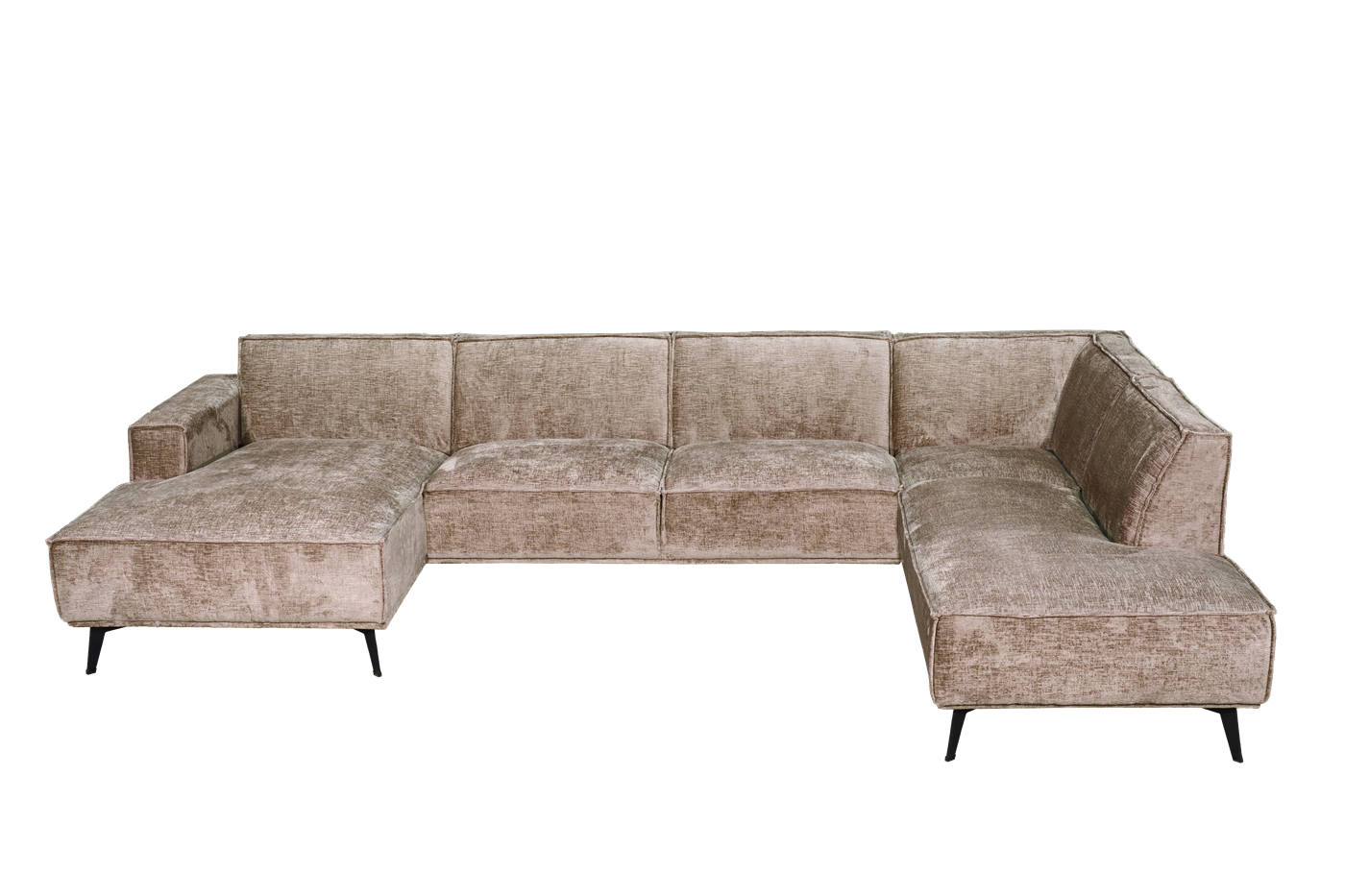 Leeds U-Bank Chaise L + 2,5 + Ottoman R Touch 04 Taupe chaise longue links, ottoman rechts – Taupe – ca. 350 × 217 × 81 cm | Tower Living