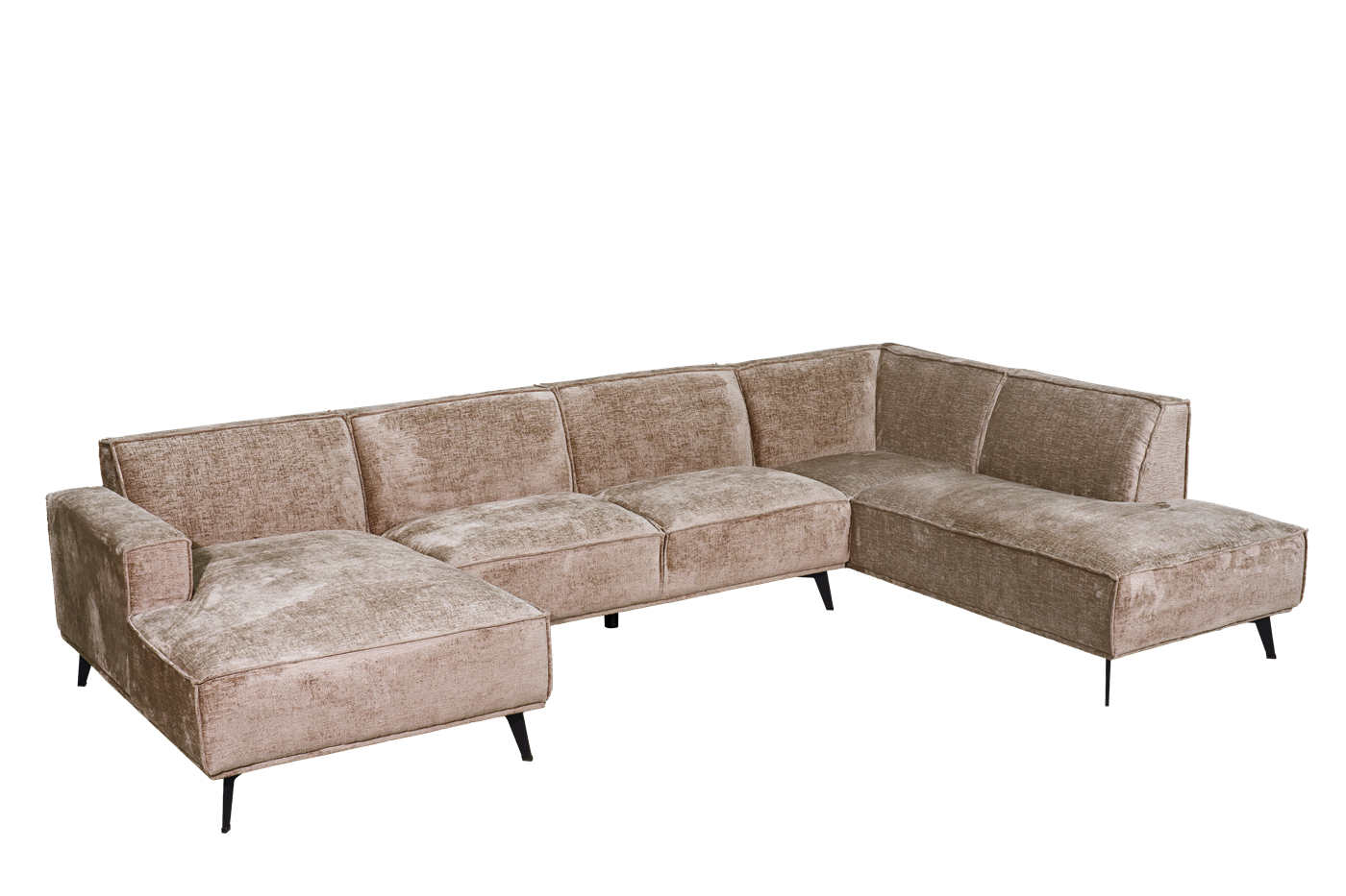 Leeds U-Bank Chaise L + 2,5 + Ottoman R Touch 04 Taupe chaise longue links, ottoman rechts – Taupe – ca. 350 × 217 × 81 cm | Tower Living
