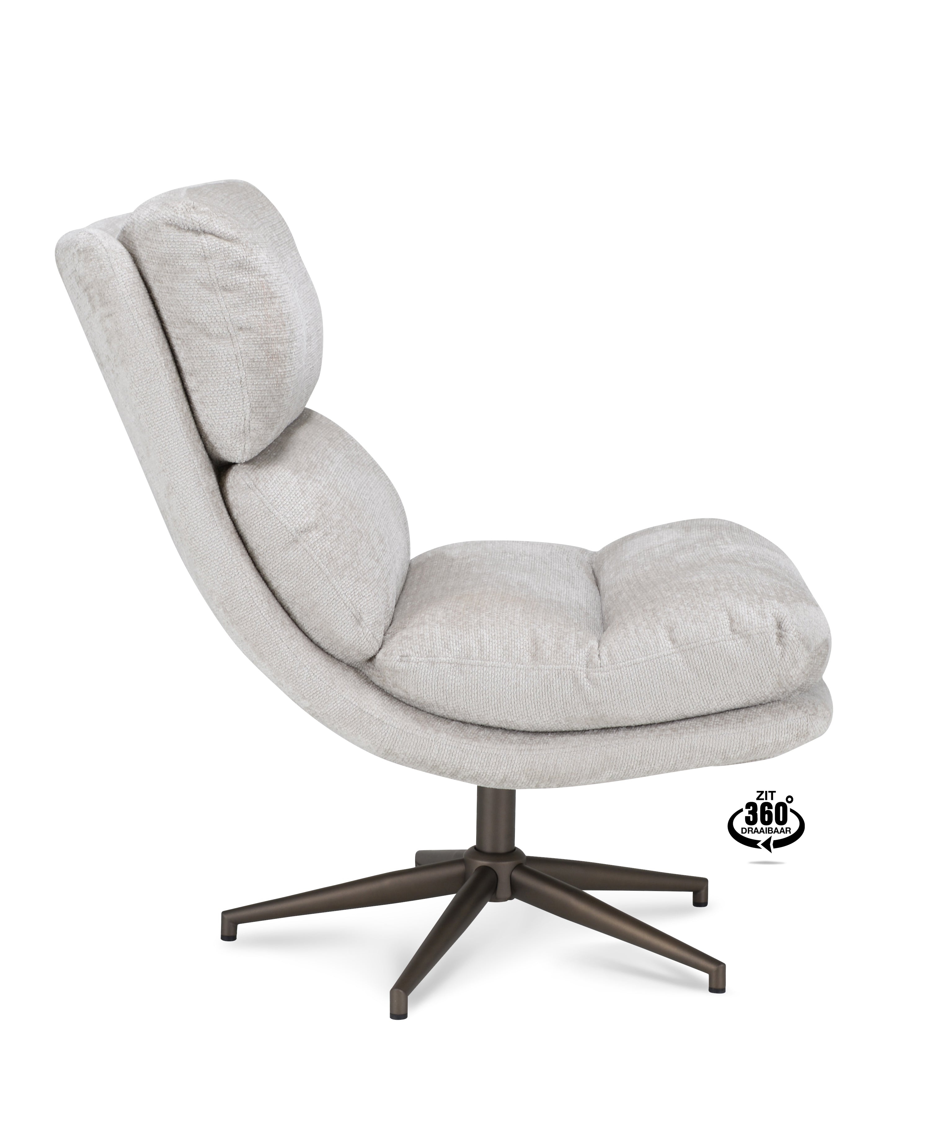 Fauteuil Lodge Stof Movie Natural Leg Bronze 360°