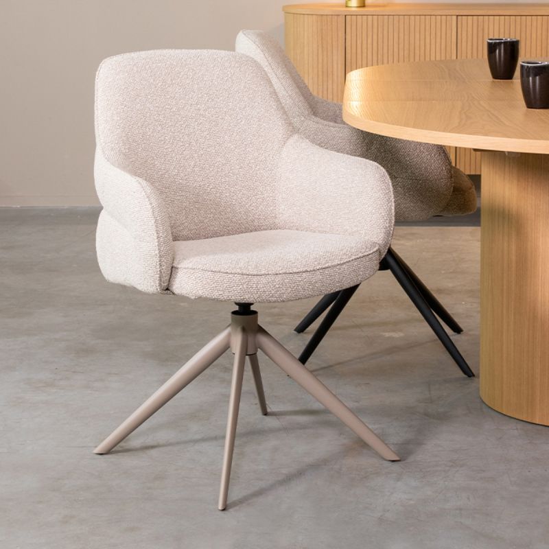 Eetkamerstoel Bern - Naturel Royal Boucle | Zwart of Taupe onderstel