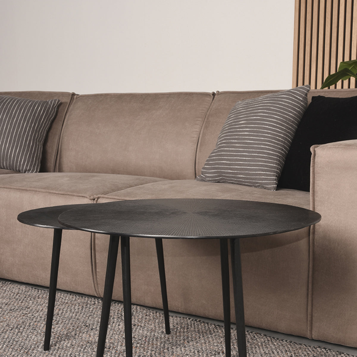 LABEL51 Bank Kay - Taupe - Microfiber - Ottomane + 2,5-Zits