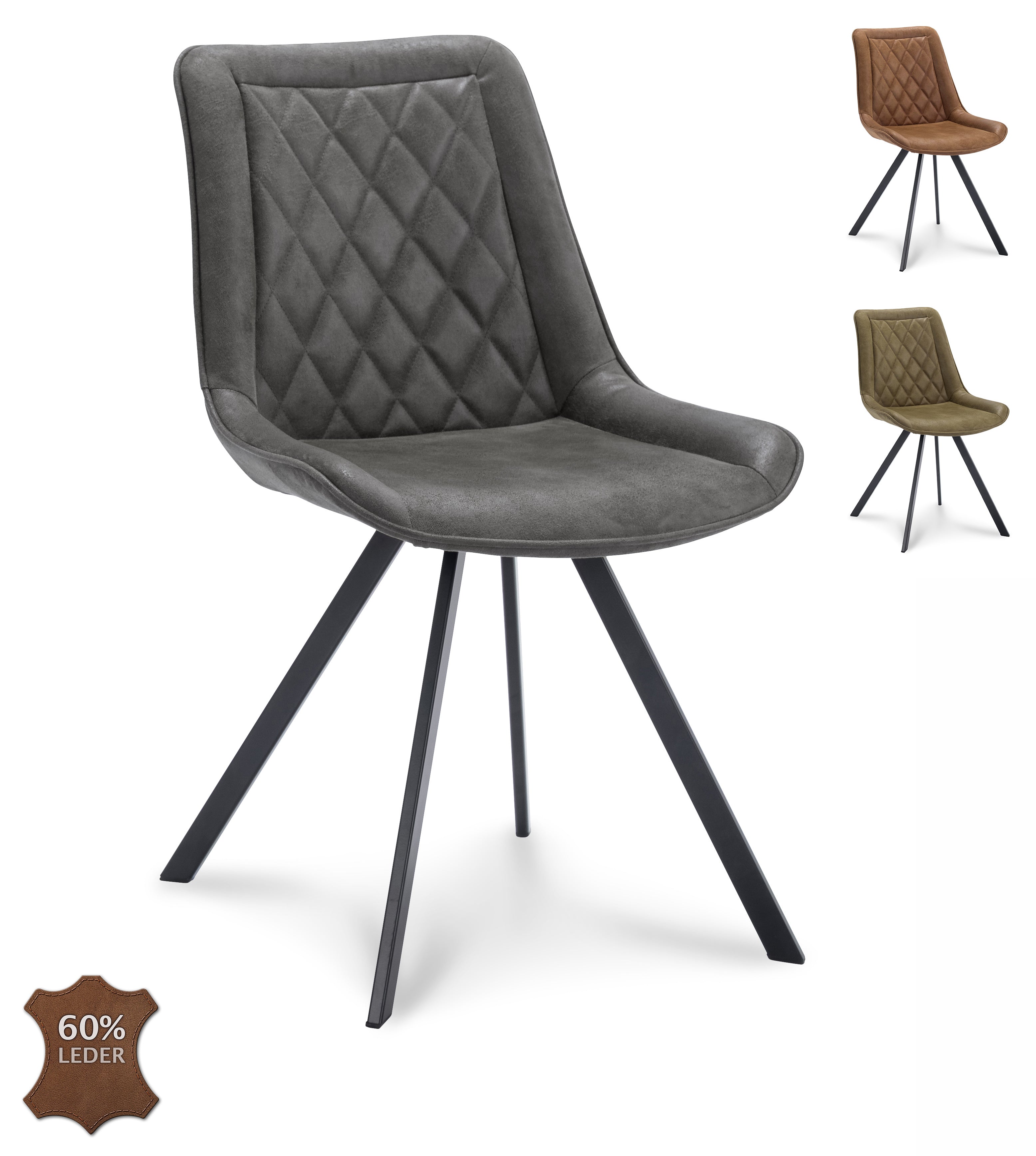 Eetkamerstoel Jagger Microleder Bull Graphite Leg Black