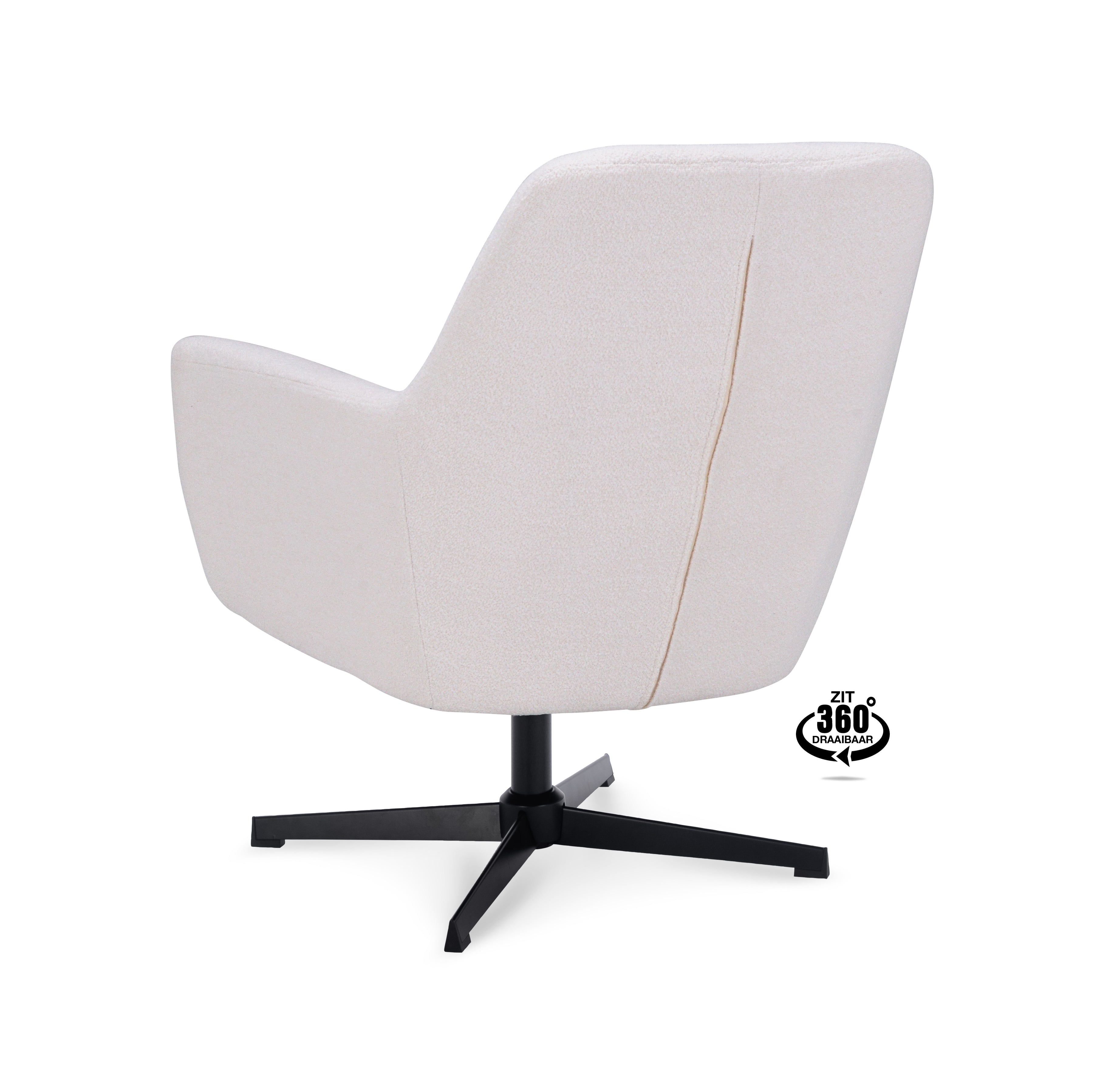 Fauteuil Edge Stof Alpine Ivory Draaivoet Zwart
