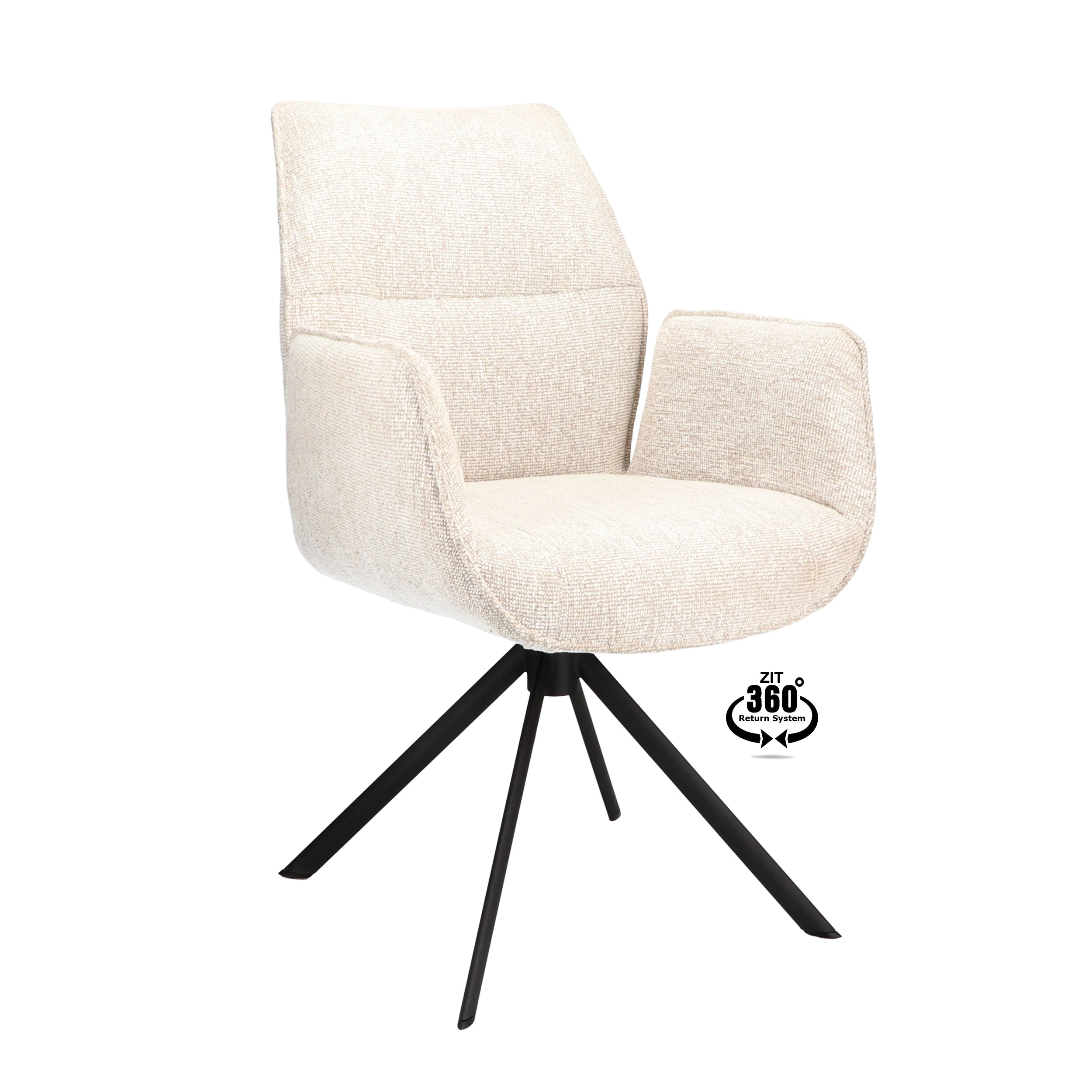 Armstoel Onyx Stof Lodge Linen Leg Black 360° Return-system