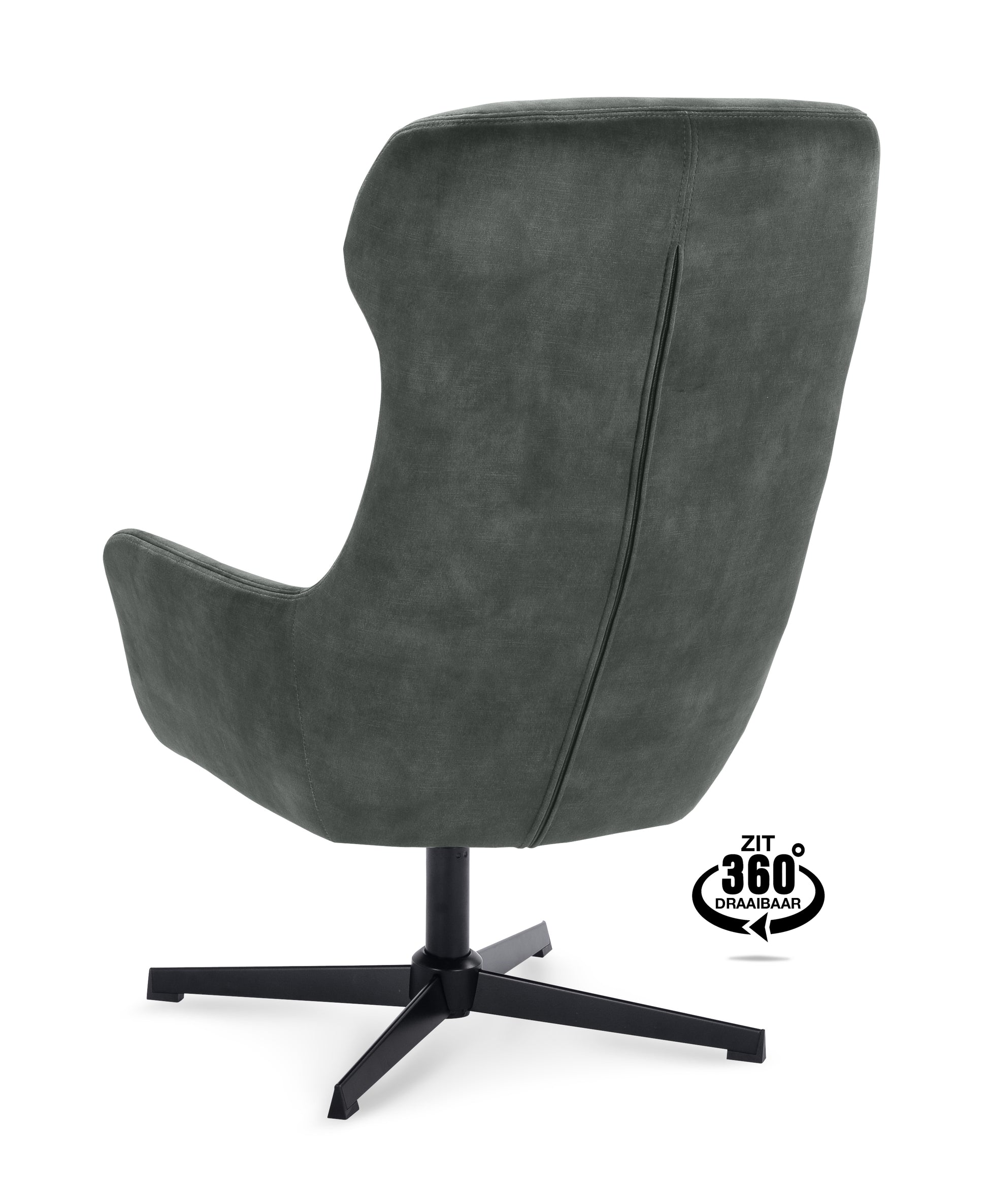 Fauteuil Vienna Stof Adore Hunter Draaivoet Zwart