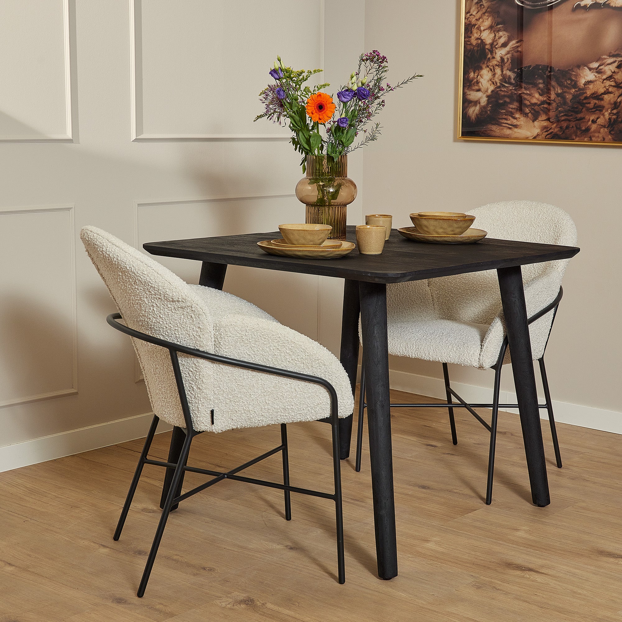 Vierkante eettafel Omaha Zwart Mangohout 90 cm