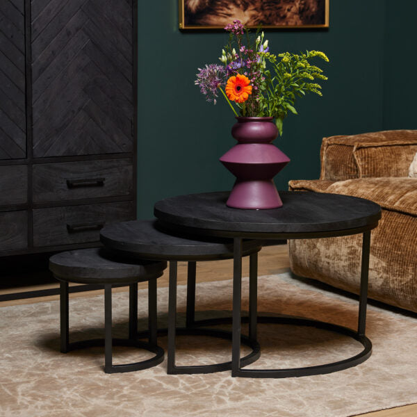 Salontafel Bridge  Black- Set van 3 - Mangohout