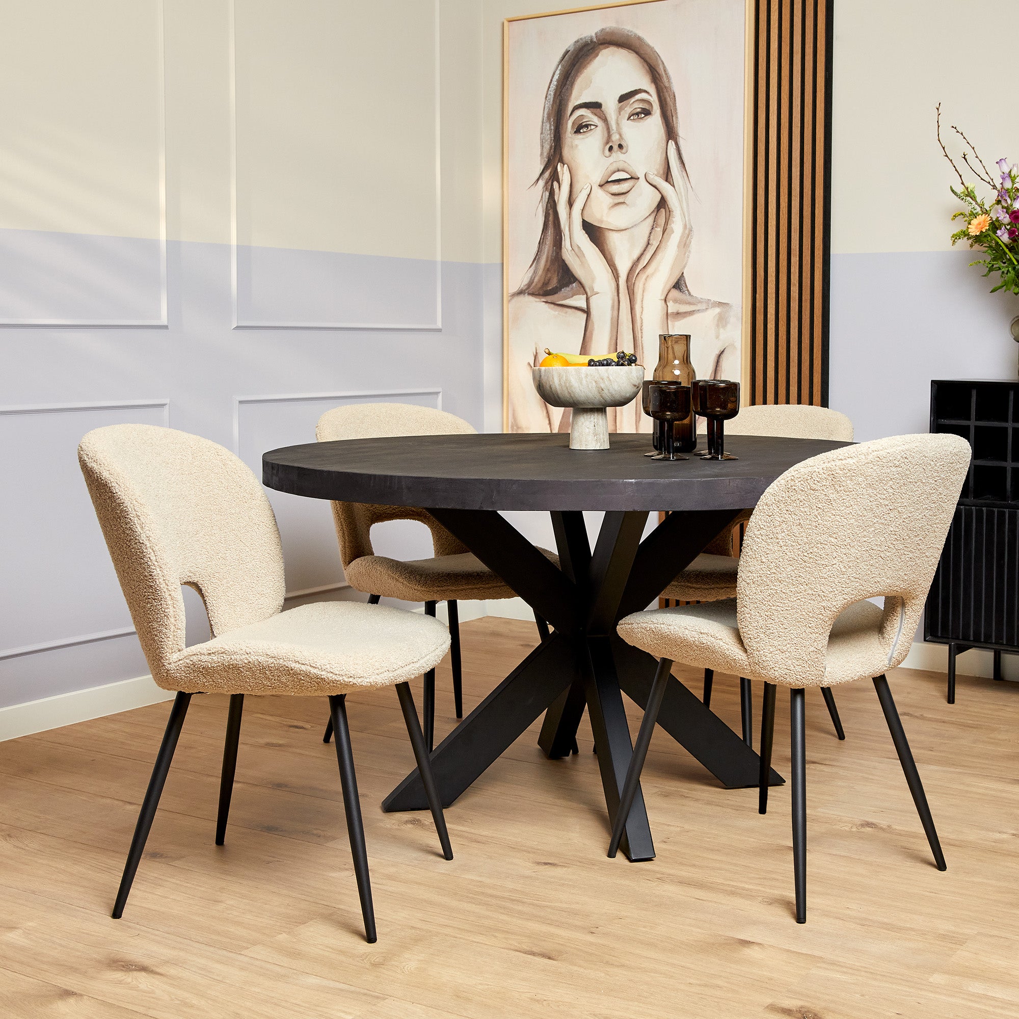 Eettafel Denver rond 150 cm zwarte matrixpoot
