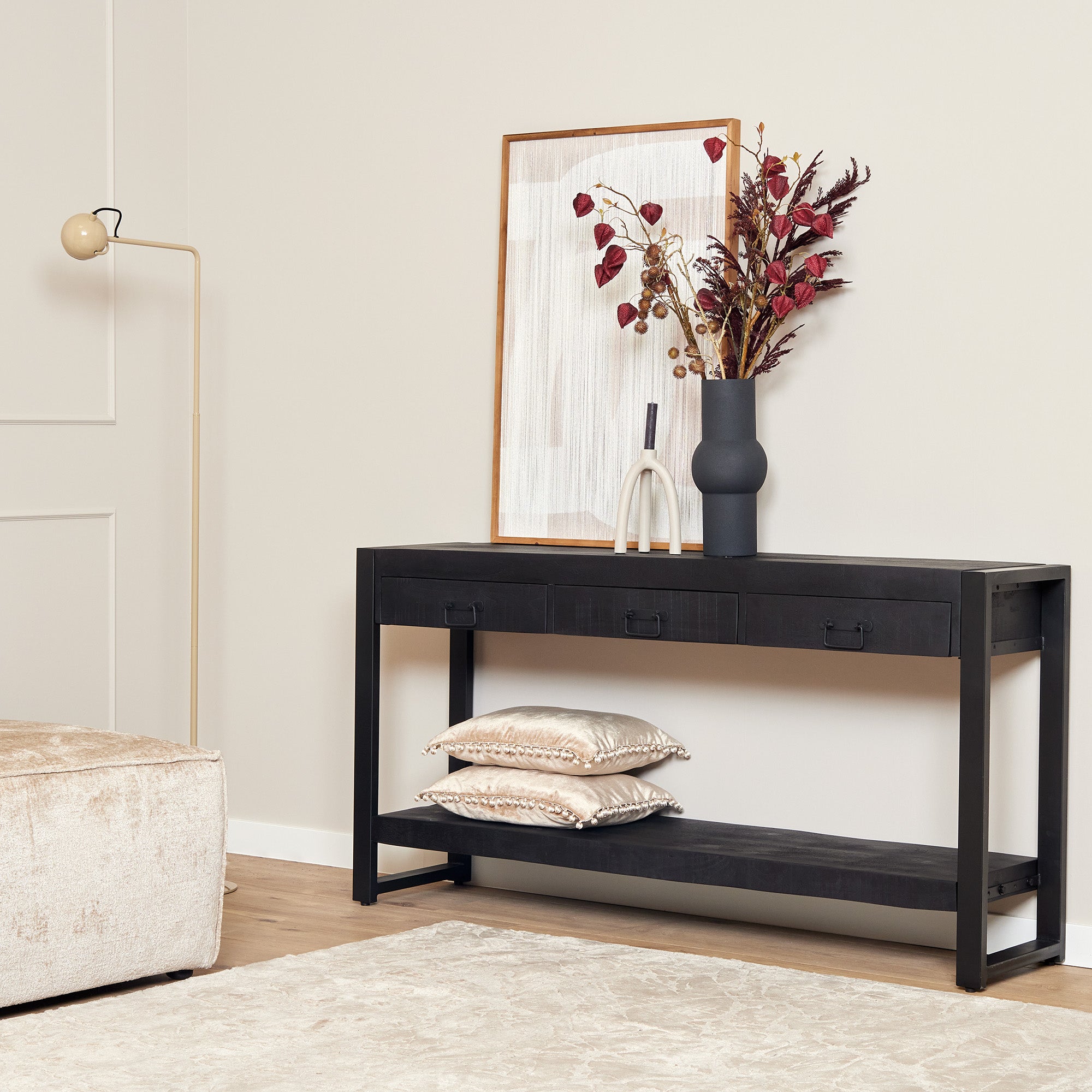 Sidetable Boaz Zwart Mangohout 150 cm