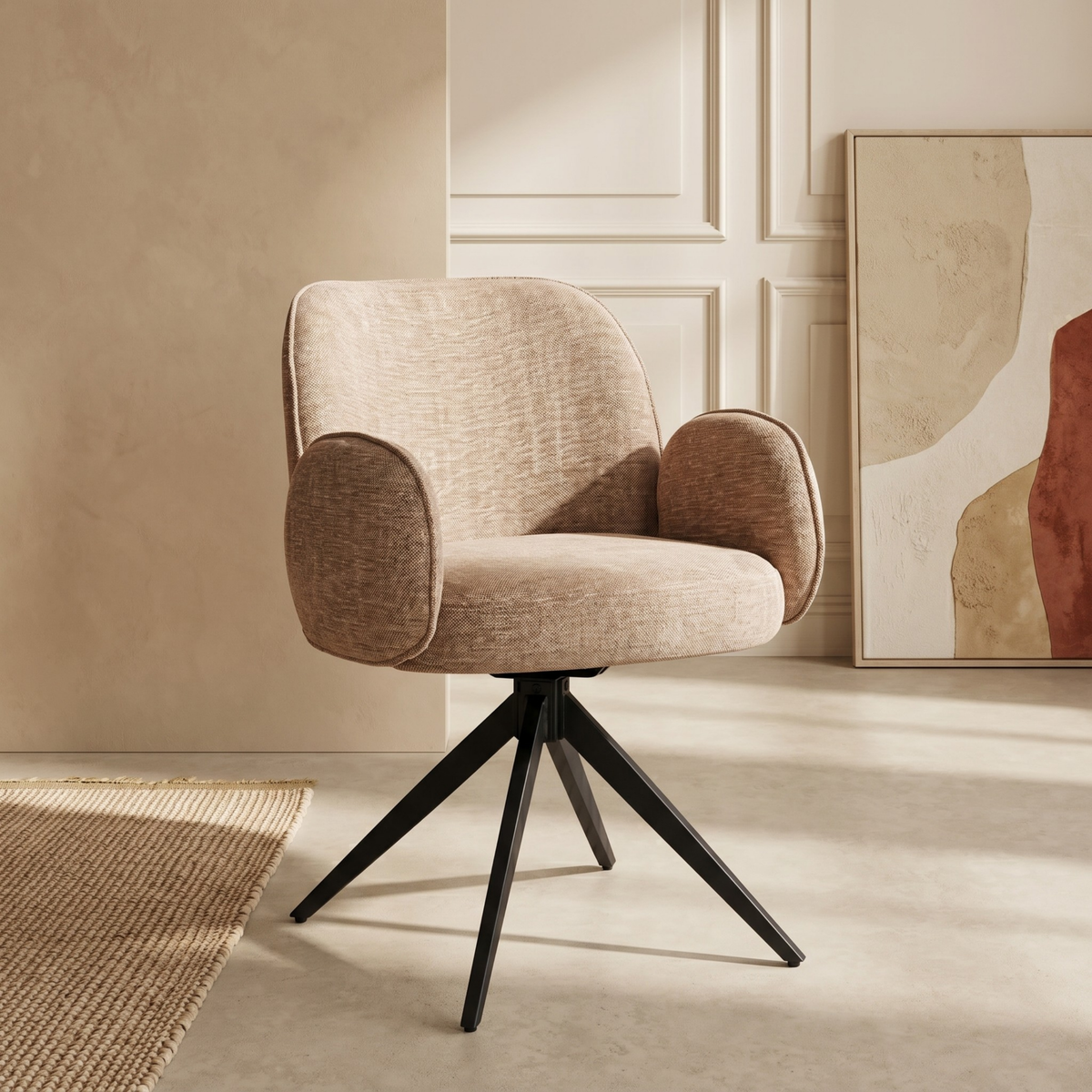 Eetkamerstoel Oslo - Taupe met armleuning
