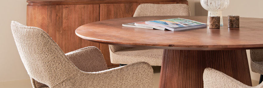 Eettafel Mokka Rond - Lichtbruin Ø 120 cm
