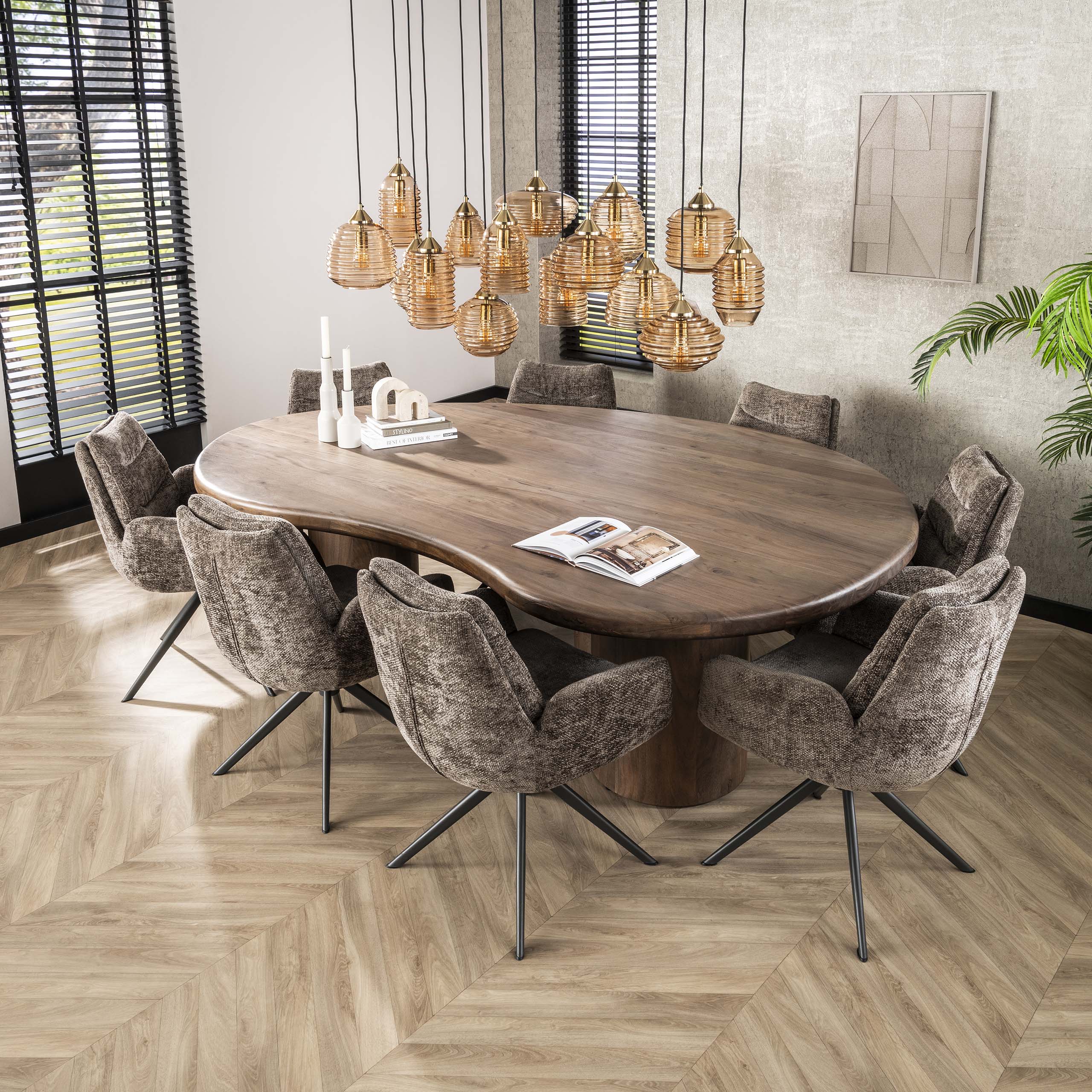 Eetkamertafel Sculpture Massief Acacia Drift Brown