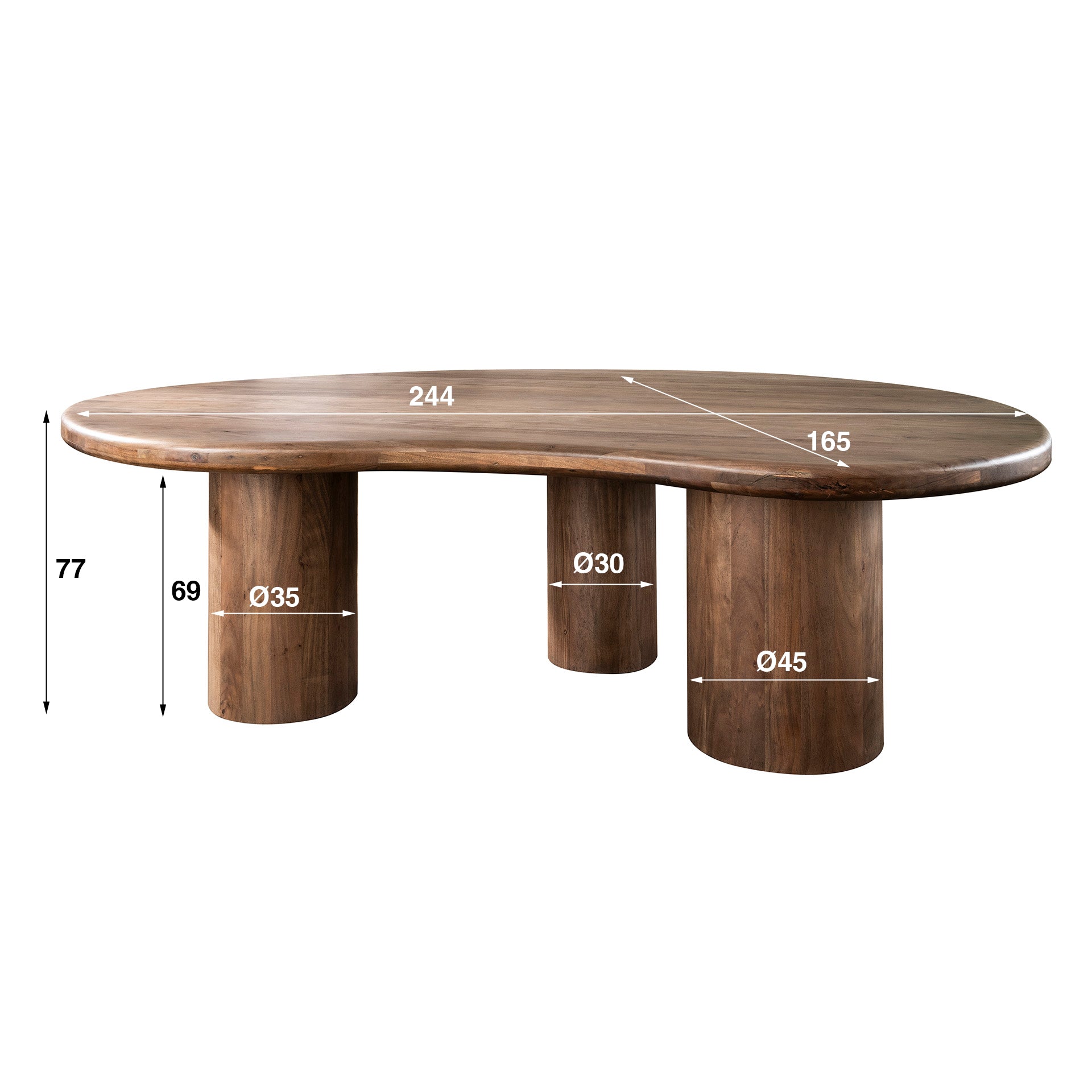 Eetkamertafel Sculpture Massief Acacia Drift Brown