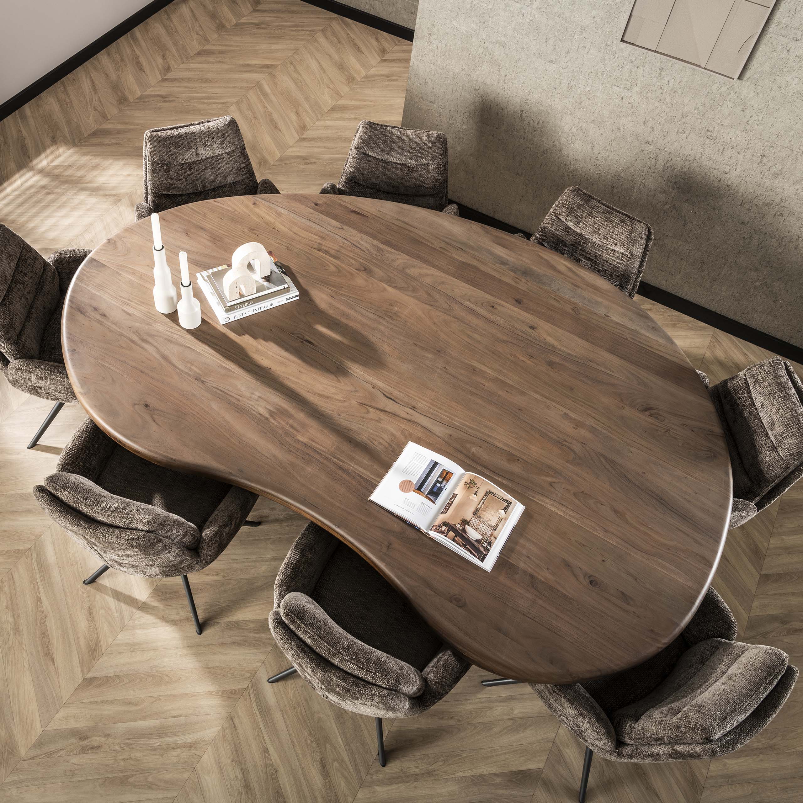 Eetkamertafel Sculpture Massief Acacia Drift Brown