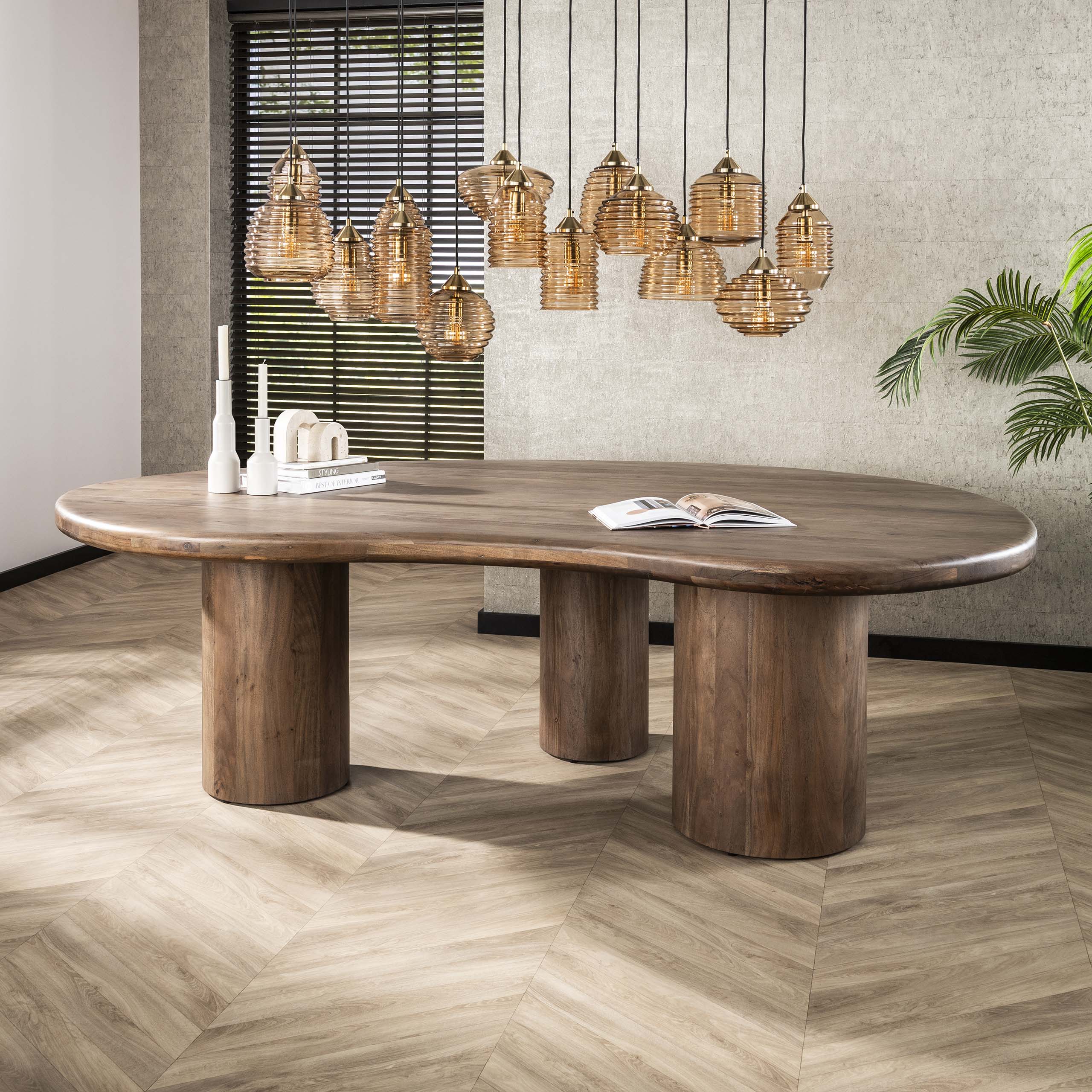 Eetkamertafel Sculpture Massief Acacia Drift Brown