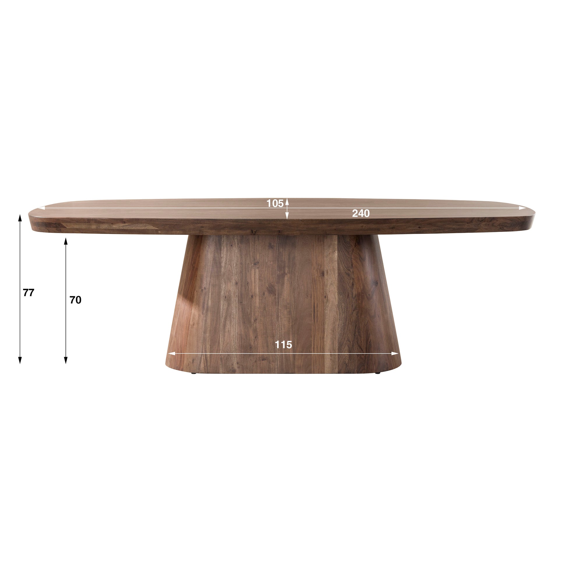 Eettafel Arcadia deens ovaal 240cm / Massief acacia bruin