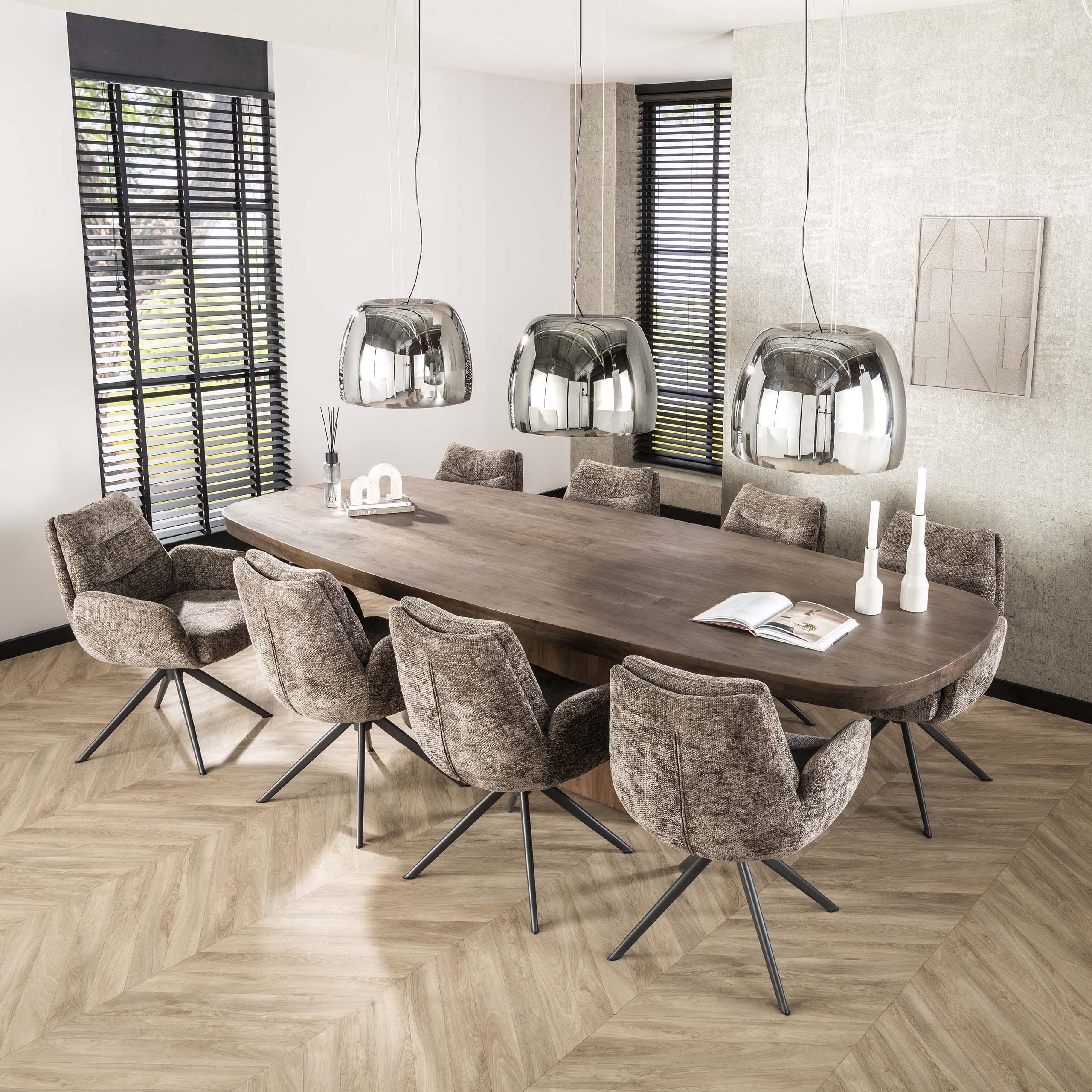 Eetkamertafel 300 Arcadia Oval Massief Acacia Drift Brown