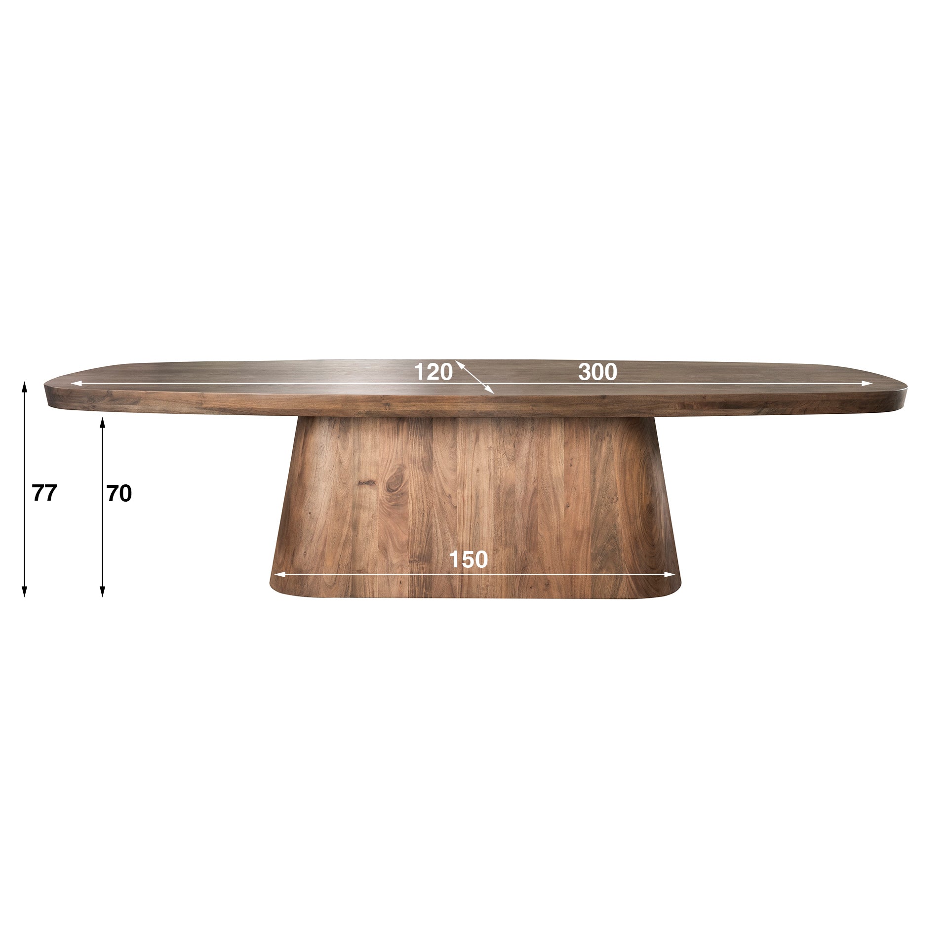 Eetkamertafel 300 Arcadia Oval Massief Acacia Drift Brown