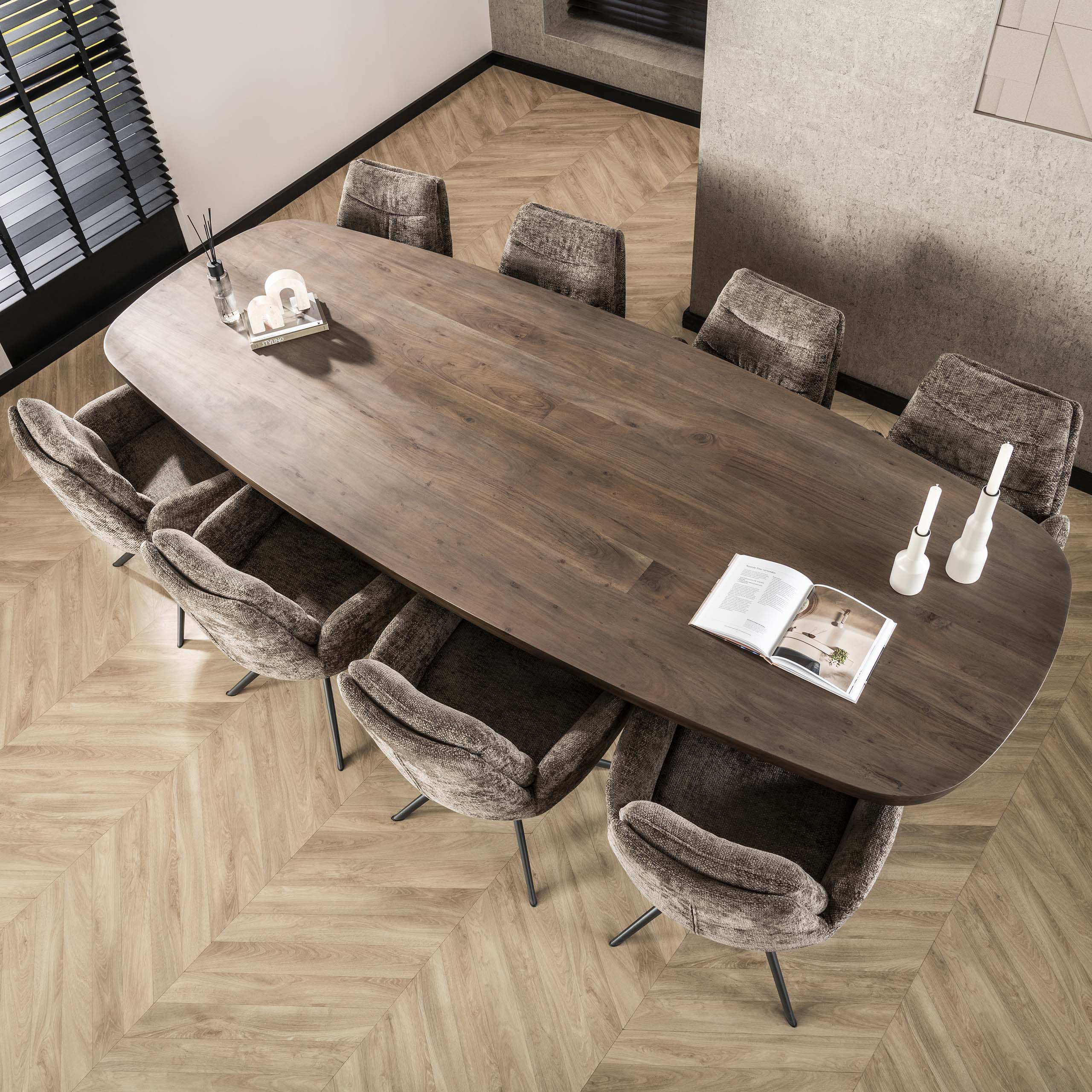 Eetkamertafel 300 Arcadia Oval Massief Acacia Drift Brown