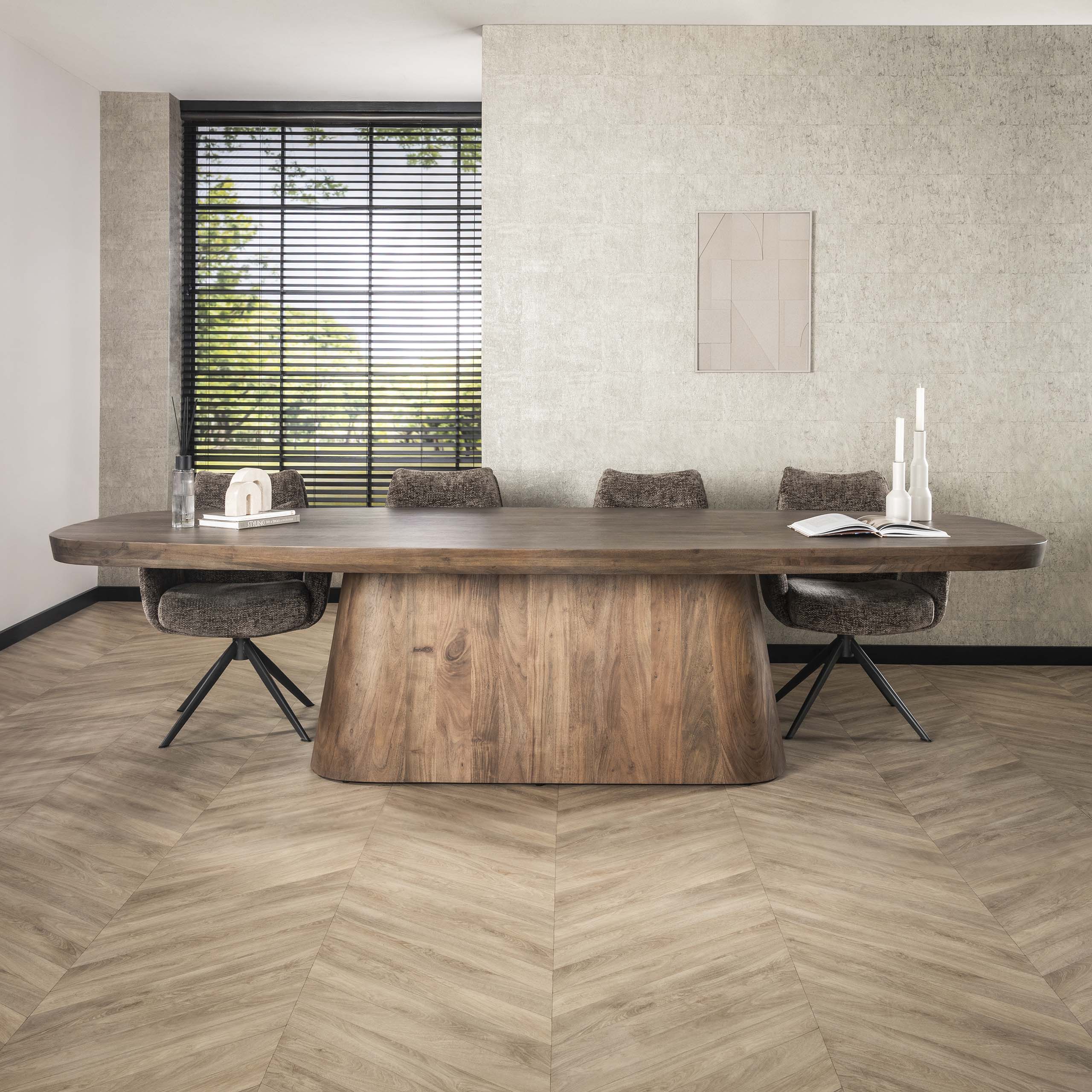 Eetkamertafel 300 Arcadia Oval Massief Acacia Drift Brown