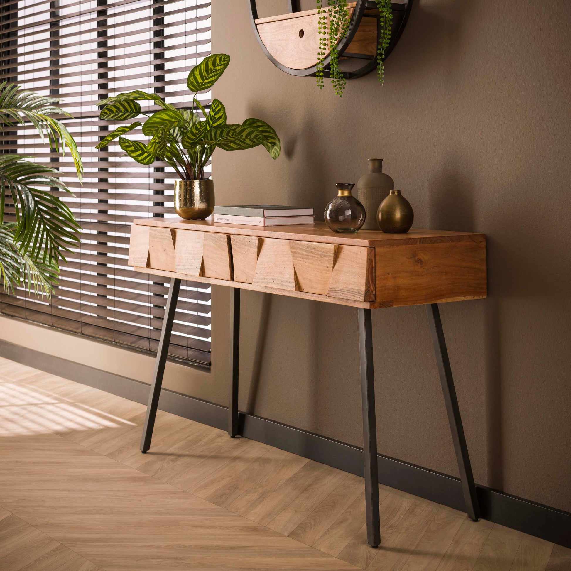 hal-/kaptafel Demn 2 lades / Massief acacia