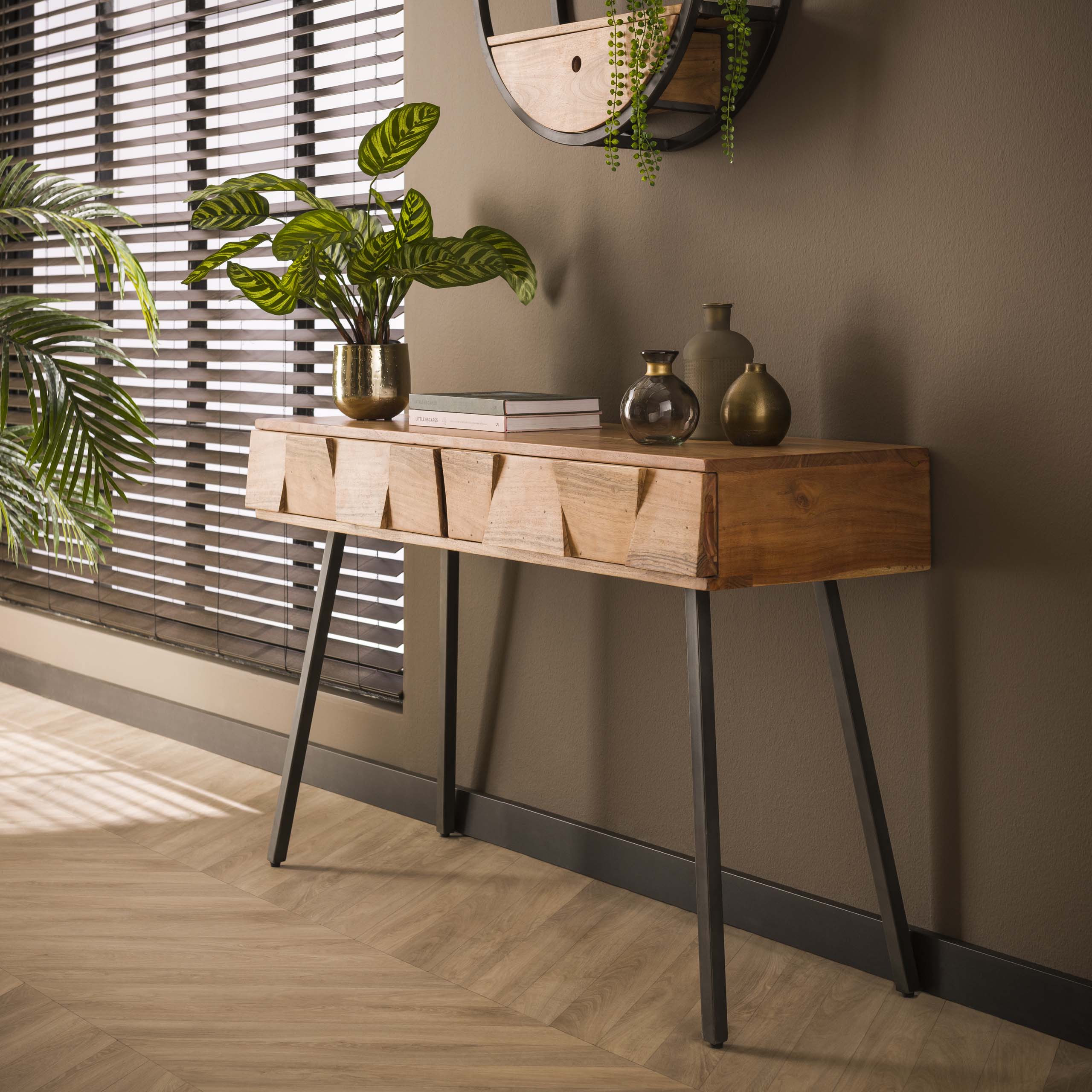 hal-/kaptafel Demn 2 lades / Massief acacia
