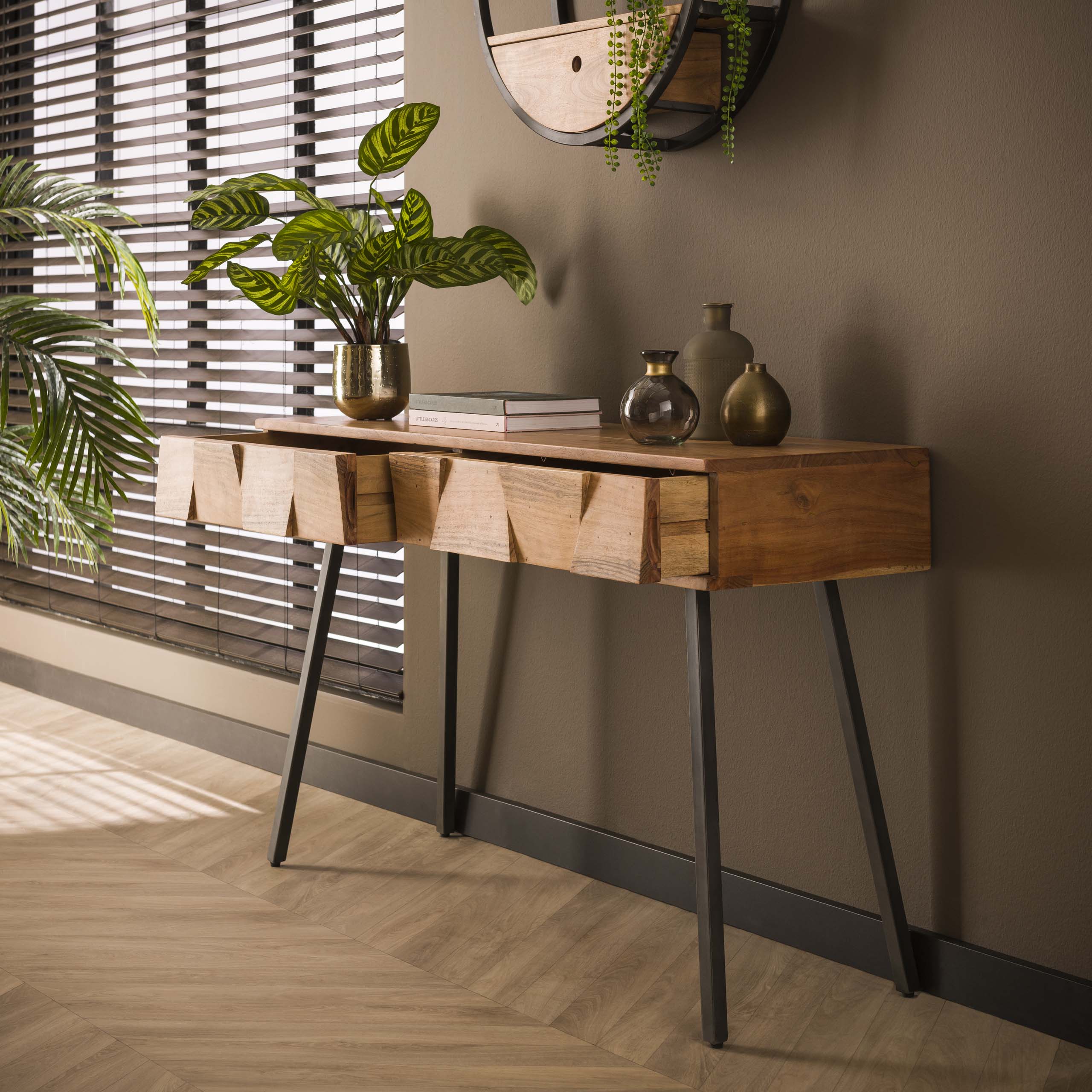 Hal Kaptafel Demn 2 Lades Massief Acacia