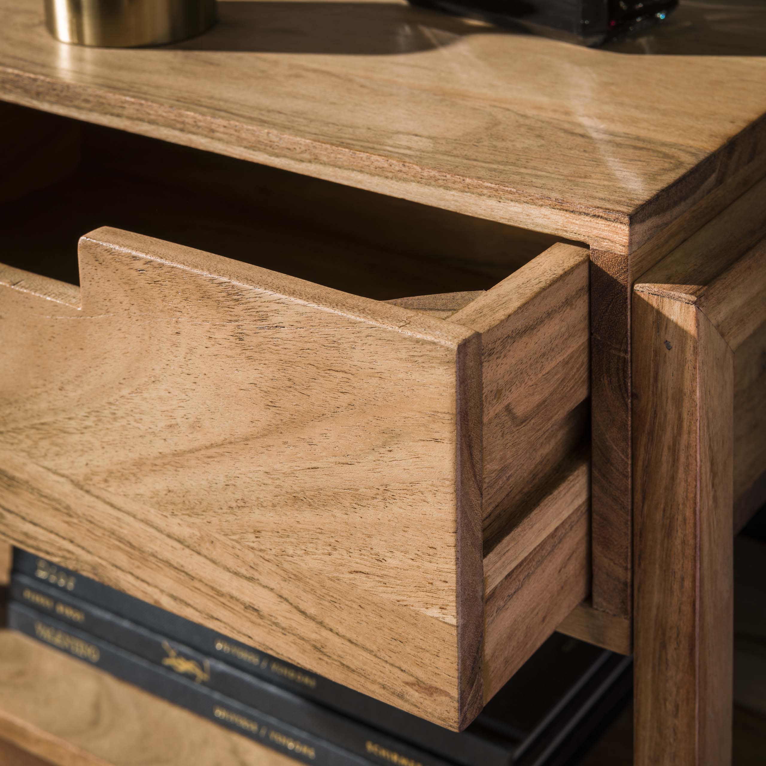 Nachtkastje Houten Frame Zwevend 1 Lade Massief Acacia